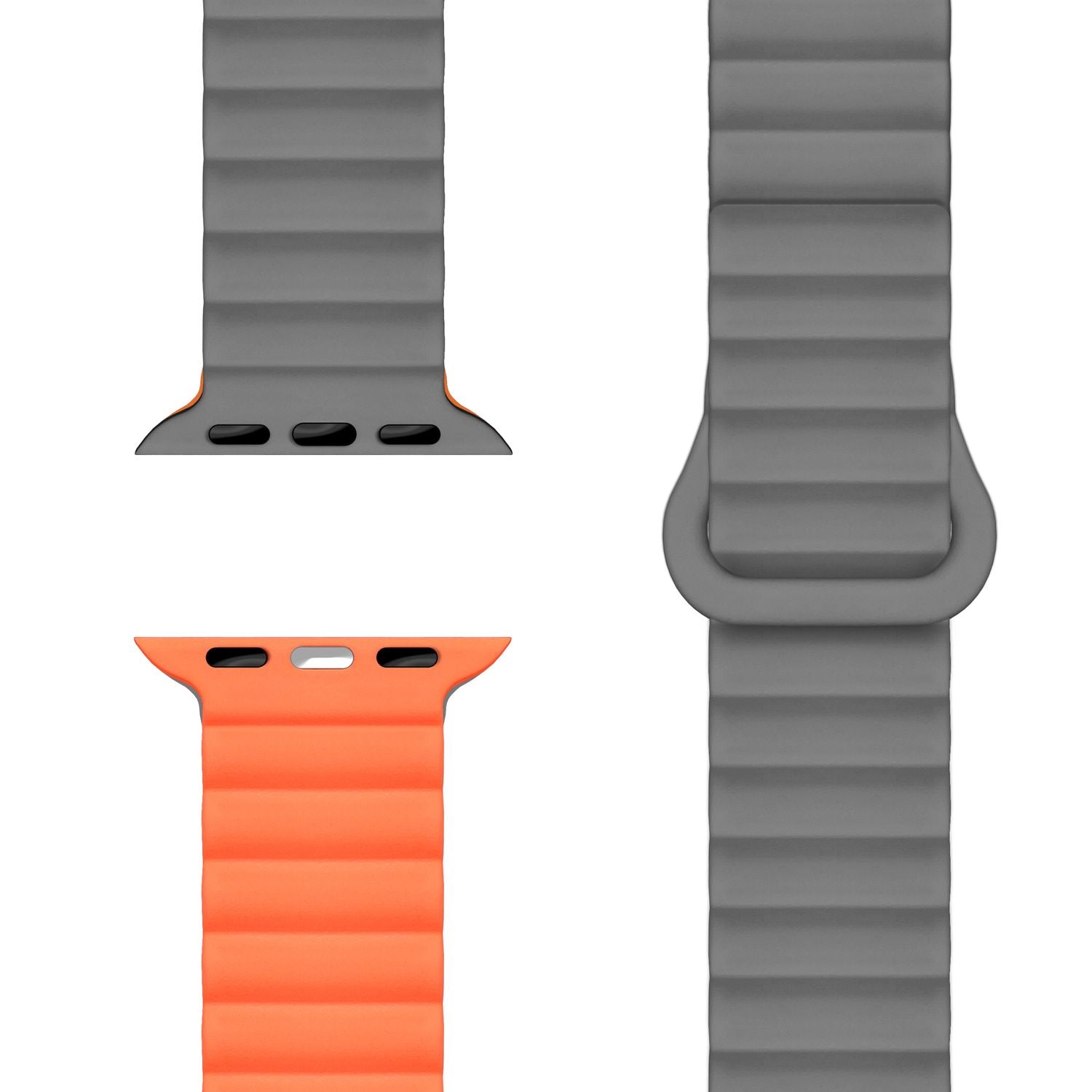 NALIA Core Armband für Apple Watch SE/10/9/8/7/6/5/4/3/2/1, Gehäusegröße 38/40/41/42mm, Atmungsaktives Silikon Magnet Loop Sportarmband mit Rillen Design Vulkangrau NALIA Silikon Armband
