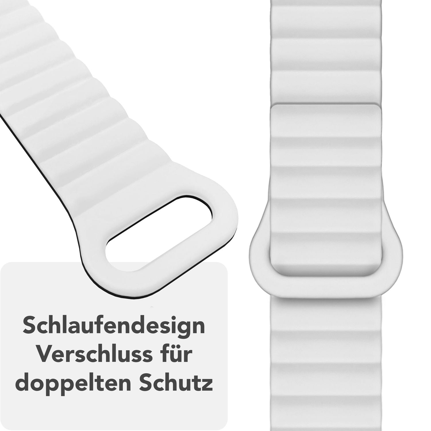 NALIA Core Armband für Apple Watch Ultra/SE/10/9/8/7/6/5/4/3/2/1, Gehäusegröße 42/44/45/46/49mm, Atmungsaktives Silikon Magnet Sportarmband mit Rillen Design Schneeweiss NALIA Silikon Armband