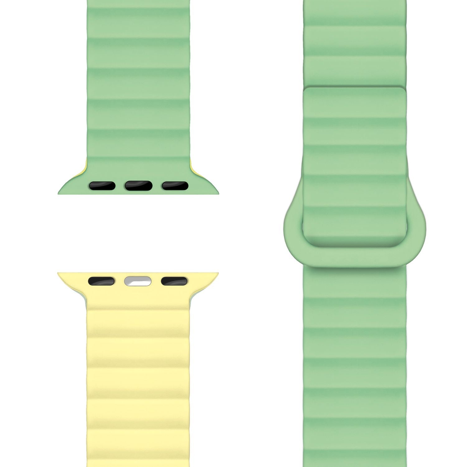 NALIA Core Armband für Apple Watch Ultra/SE/10/9/8/7/6/5/4/3/2/1, Gehäusegröße 42/44/45/46/49mm, Atmungsaktives Silikon Magnet Sportarmband mit Rillen Design Zitronenwald NALIA Silikon Armband