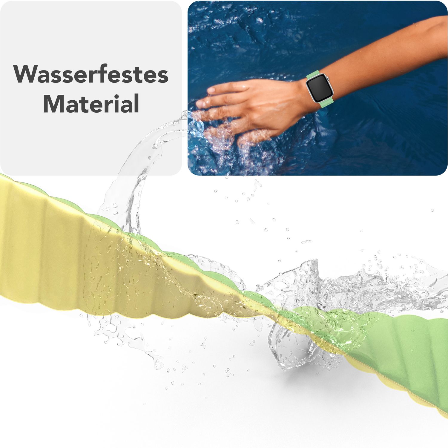 NALIA Core Armband für Apple Watch Ultra/SE/10/9/8/7/6/5/4/3/2/1, Gehäusegröße 42/44/45/46/49mm, Atmungsaktives Silikon Magnet Sportarmband mit Rillen Design Zitronenwald NALIA Silikon Armband