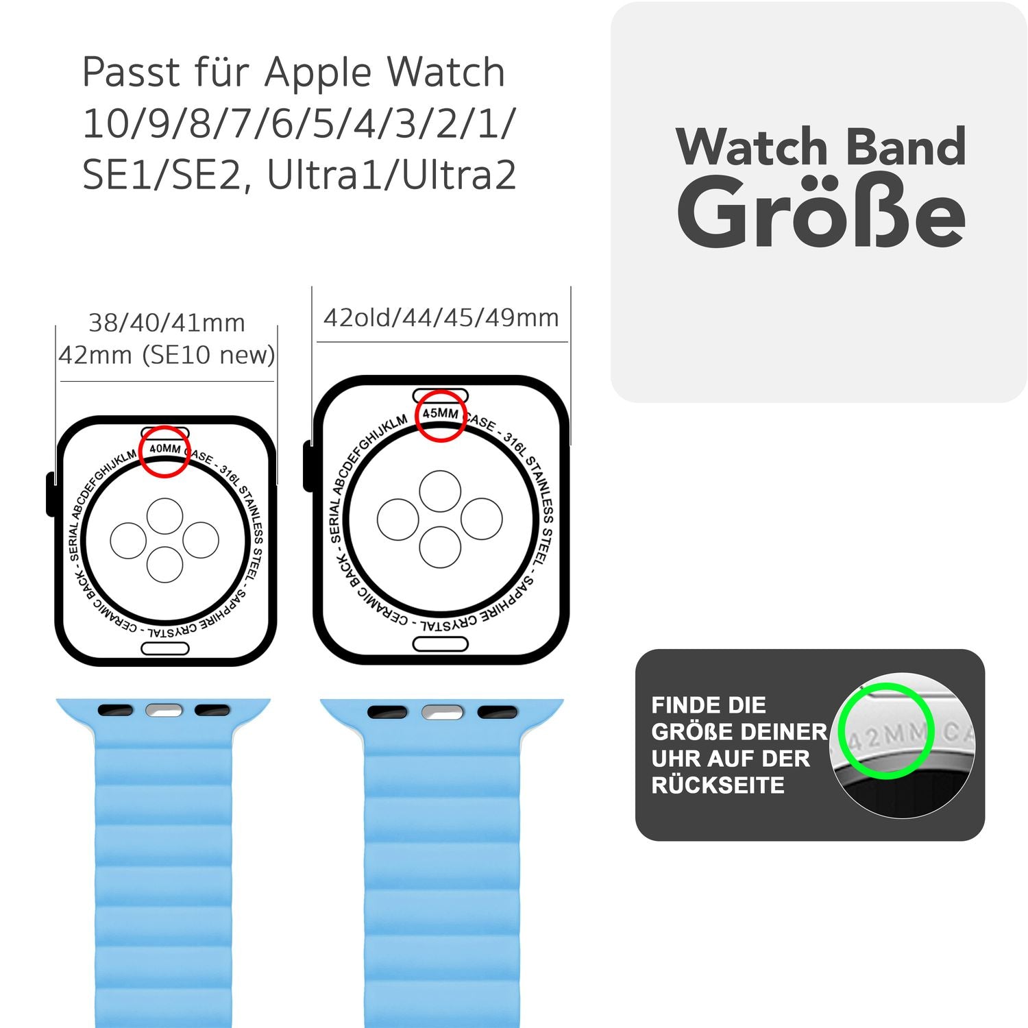 NALIA Core Armband für Apple Watch Ultra/SE/10/9/8/7/6/5/4/3/2/1, Gehäusegröße 42/44/45/46/49mm, Atmungsaktives Silikon Magnet Sportarmband mit Rillen Design Honigtau NALIA Silikon Armband