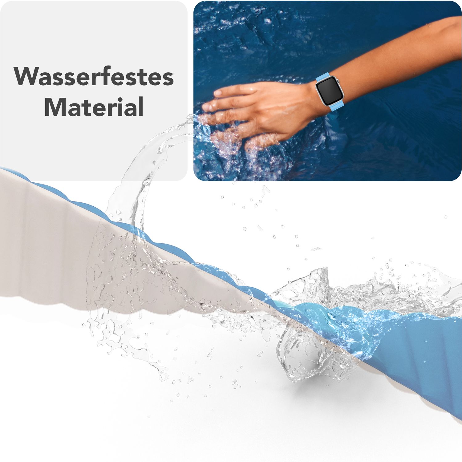 NALIA Core Armband für Apple Watch Ultra/SE/10/9/8/7/6/5/4/3/2/1, Gehäusegröße 42/44/45/46/49mm, Atmungsaktives Silikon Magnet Sportarmband mit Rillen Design Froststern NALIA Silikon Armband