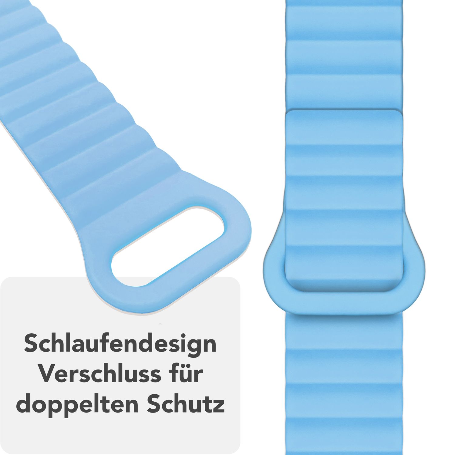 NALIA Core Armband für Apple Watch Ultra/SE/10/9/8/7/6/5/4/3/2/1, Gehäusegröße 42/44/45/46/49mm, Atmungsaktives Silikon Magnet Sportarmband mit Rillen Design Froststern NALIA Silikon Armband