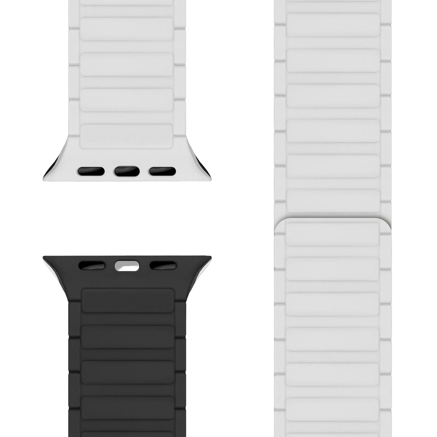 NALIA Nexus Armband für Apple Watch SE/10/9/8/7/6/5/4/3/2/1, Gehäusegröße 38/40/41/42mm, Magnetisches Silikon Loop Sportarmband mit Wellenstruktur Schneeweiß NALIA Silikon Armband