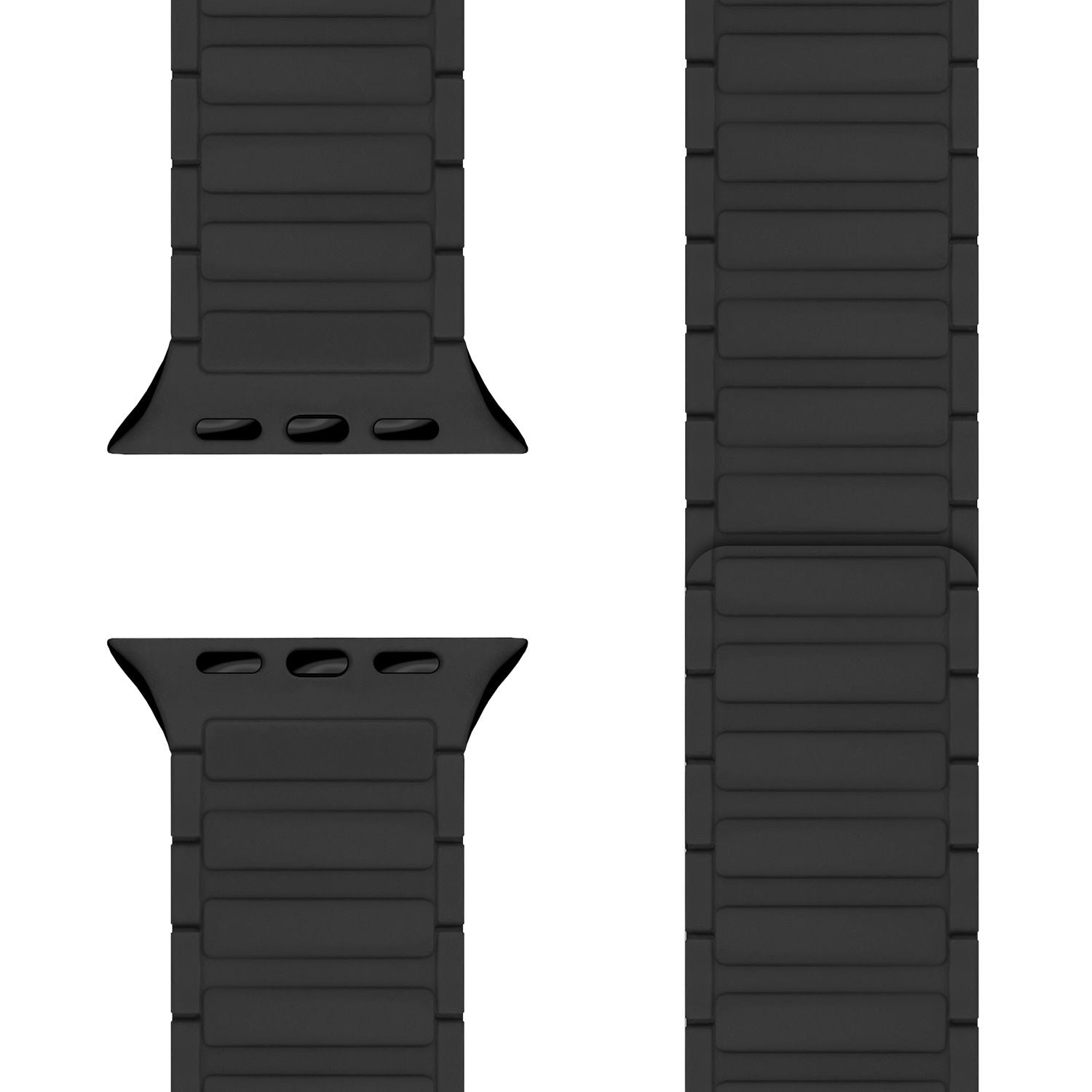 NALIA Nexus Armband für Apple Watch SE/10/9/8/7/6/5/4/3/2/1, Gehäusegröße 38/40/41/42mm, Magnetisches Silikon Loop Sportarmband mit Wellenstruktur Nachtschwarz NALIA Silikon Armband