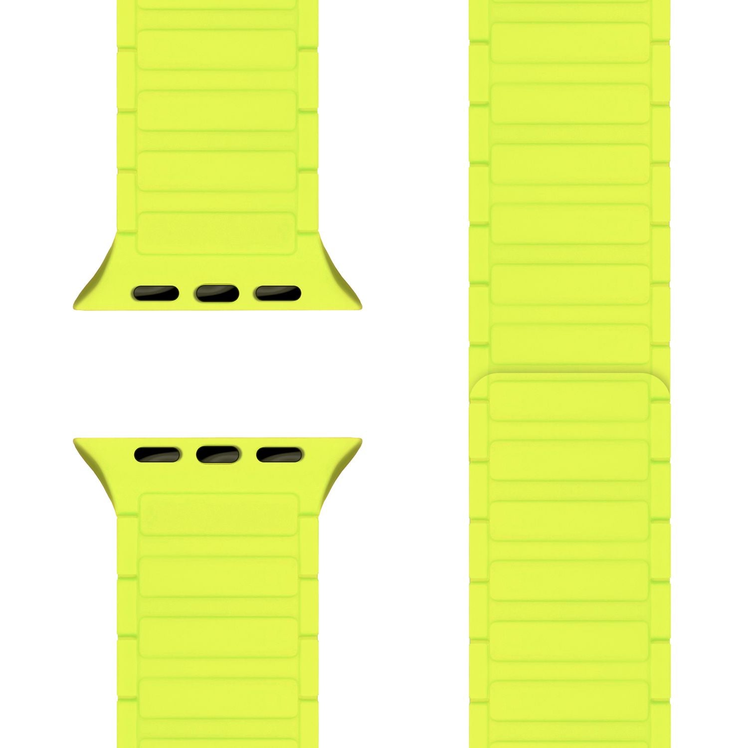 NALIA Nexus Armband für Apple Watch SE/10/9/8/7/6/5/4/3/2/1, Gehäusegröße 38/40/41/42mm, Magnetisches Silikon Loop Sportarmband mit Wellenstruktur Neongelb NALIA Silikon Armband