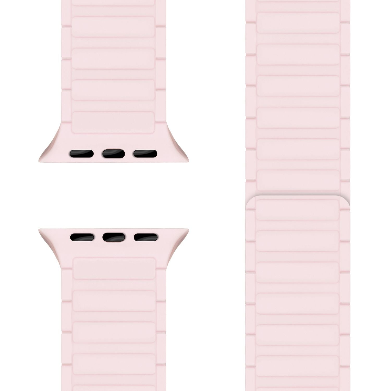 NALIA Nexus Armband für Apple Watch Ultra/SE/10/9/8/7/6/5/4/3/2/1, Gehäusegröße 42/44/45/46/49mm, Magnetisches Silikon Loop Sportarmband mit Wellenstruktur Zartrosa NALIA Silikon Armband