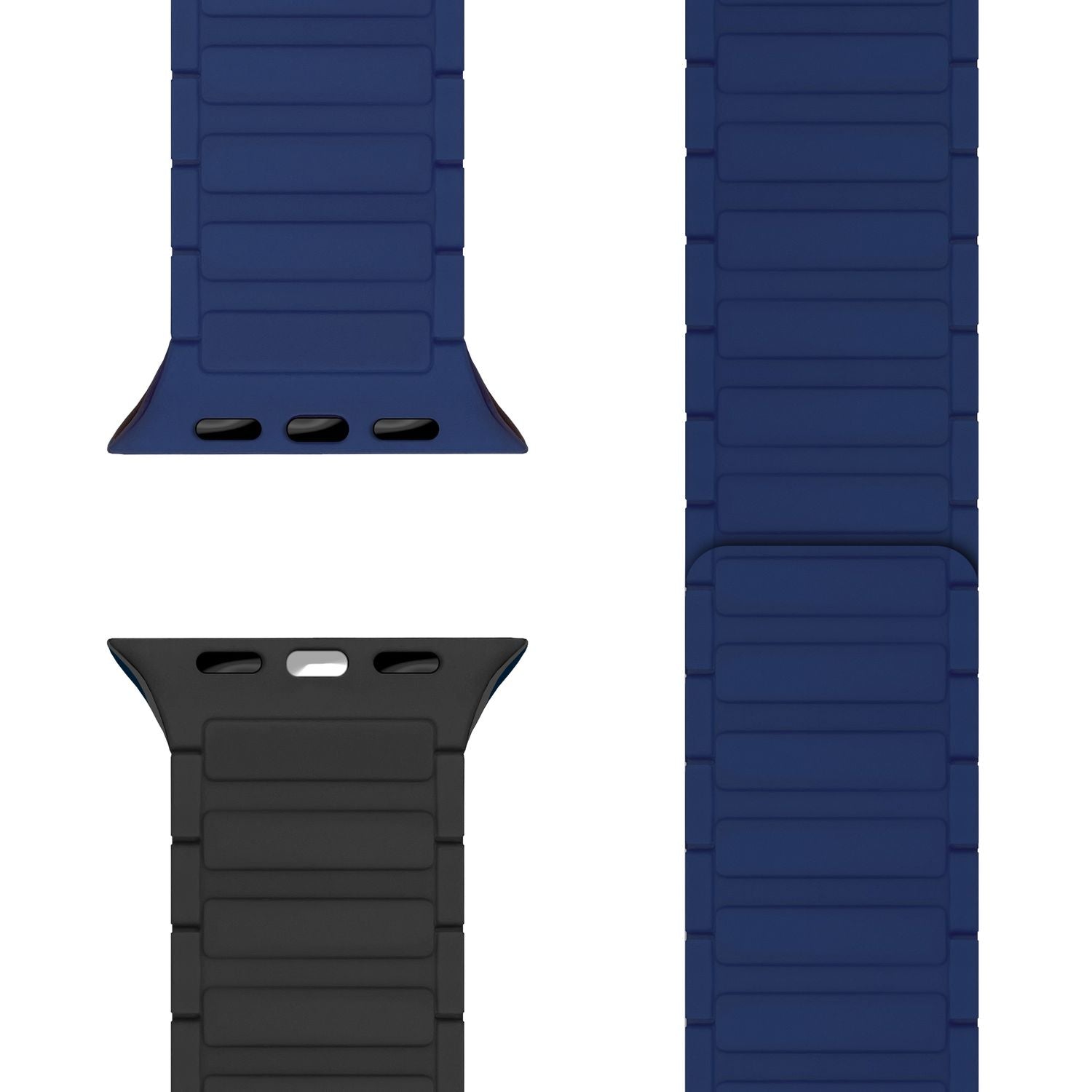 NALIA Nexus Armband für Apple Watch Ultra/SE/10/9/8/7/6/5/4/3/2/1, Gehäusegröße 42/44/45/46/49mm, Magnetisches Silikon Loop Sportarmband mit Wellenstruktur Marineblau NALIA Silikon Armband