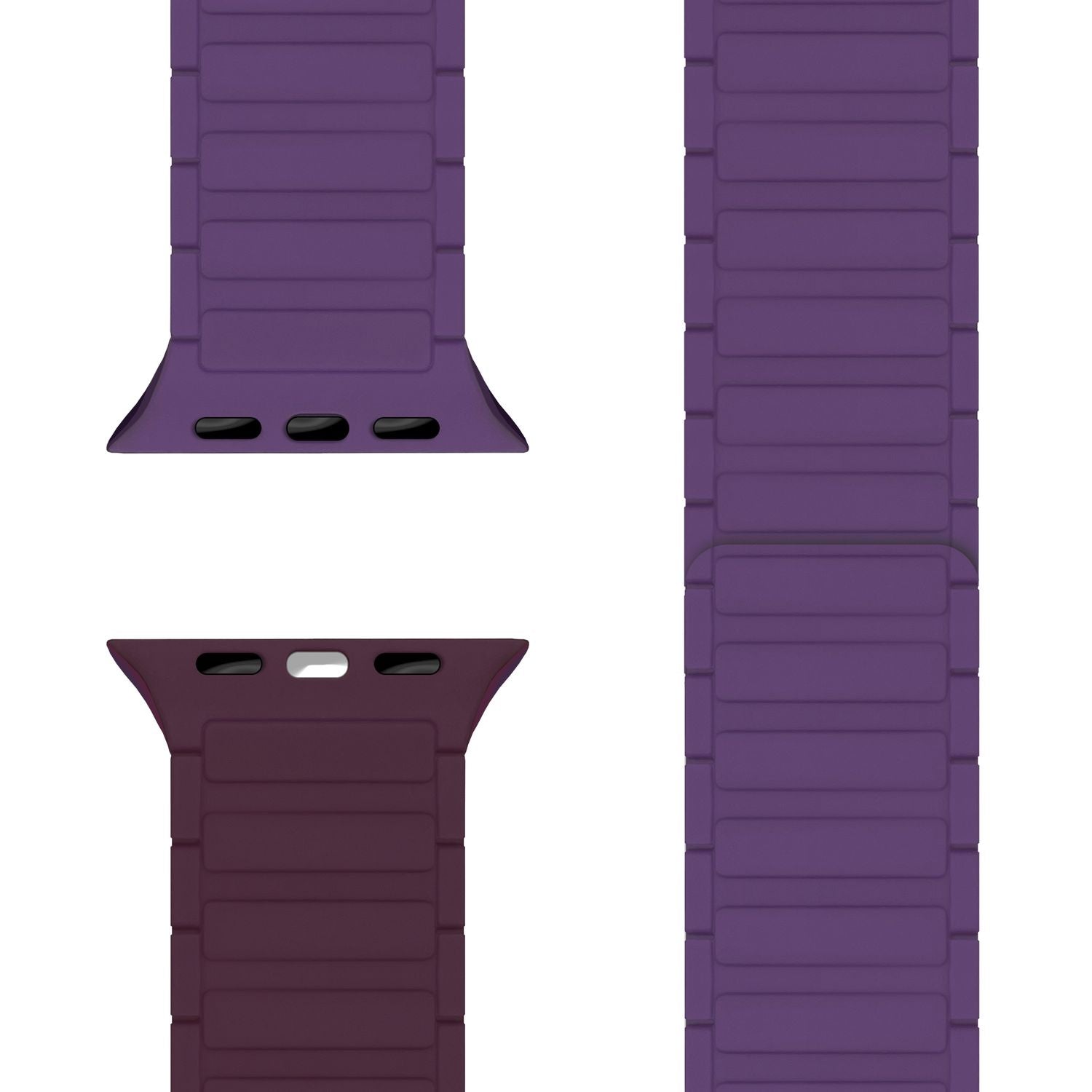 NALIA Nexus Armband für Apple Watch Ultra/SE/10/9/8/7/6/5/4/3/2/1, Gehäusegröße 42/44/45/46/49mm, Magnetisches Silikon Loop Sportarmband mit Wellenstruktur Beerenviolett NALIA Silikon Armband