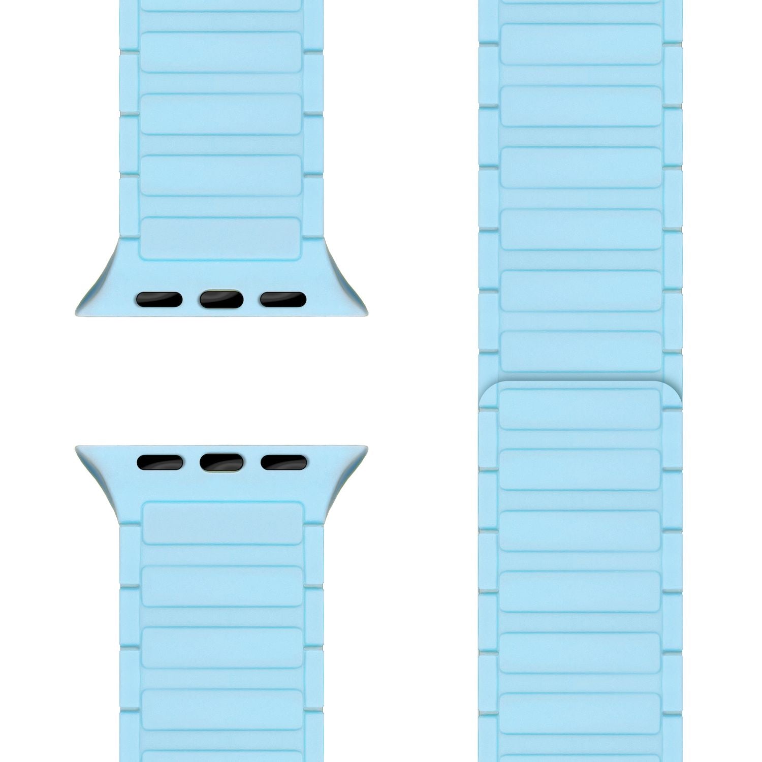 NALIA Nexus Armband für Apple Watch Ultra/SE/10/9/8/7/6/5/4/3/2/1, Gehäusegröße 42/44/45/46/49mm, Magnetisches Silikon Loop Sportarmband mit Wellenstruktur Ozeanblau NALIA Silikon Armband