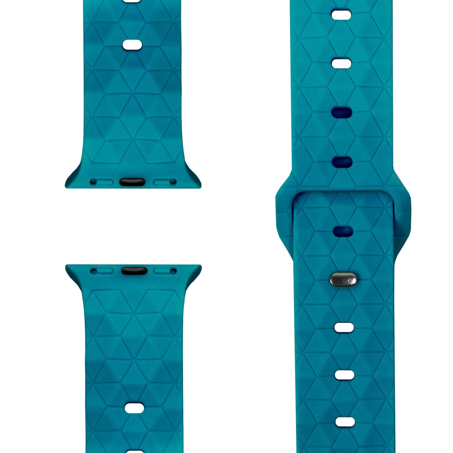 NALIA Hexion Armband für Apple Watch Series SE/10/9/8/7/6/5/4/3/2/1, Gehäusegröße 38/40/41/42mm, Silikon Loop Sportarmband mit Steck-Pin & im Hexagon Design Atlantikblau NALIA Silikon Armband