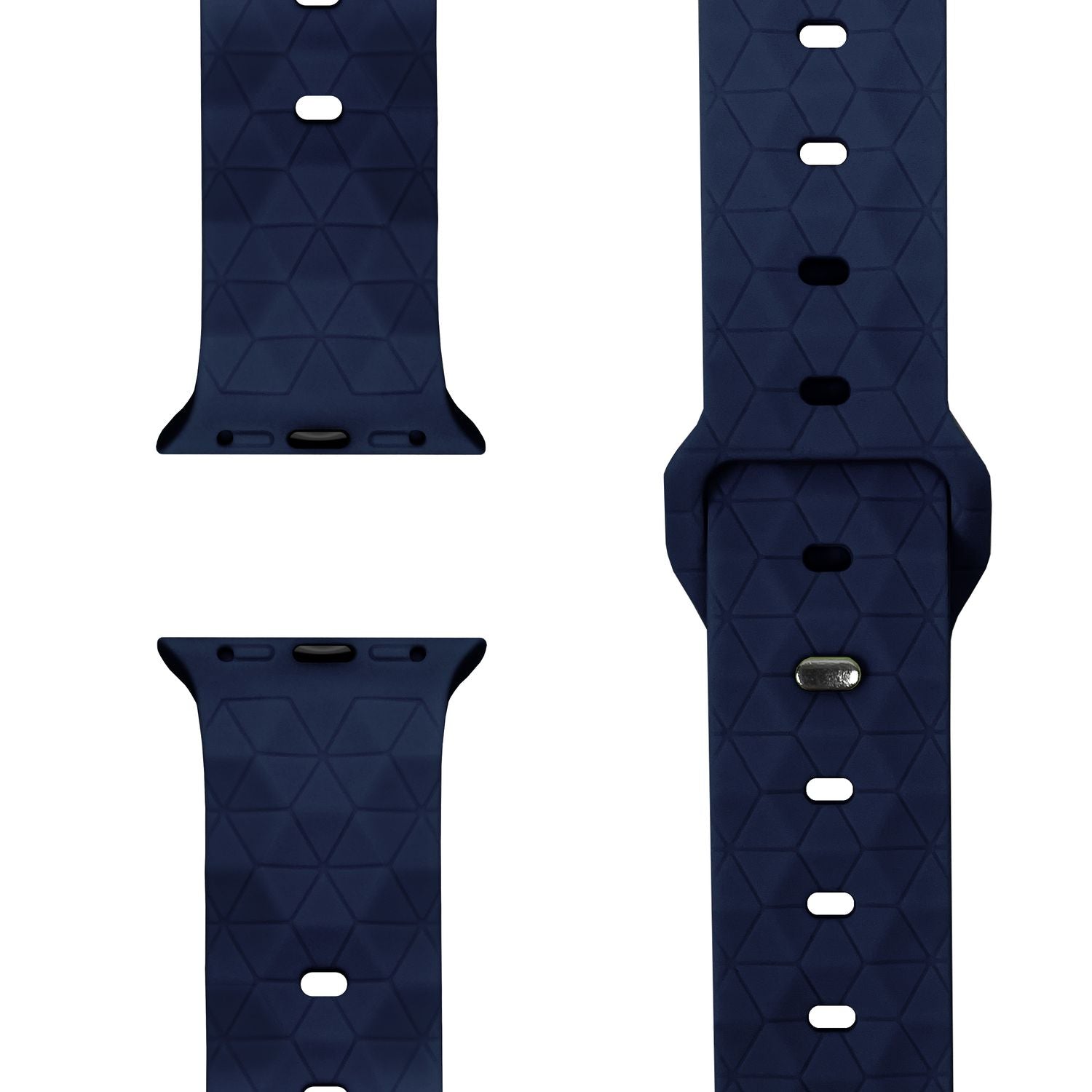 NALIA Hexion Armband für Apple Watch Series SE/10/9/8/7/6/5/4/3/2/1, Gehäusegröße 38/40/41/42mm, Silikon Loop Sportarmband mit Steck-Pin & im Hexagon Design Marineblau NALIA Silikon Armband