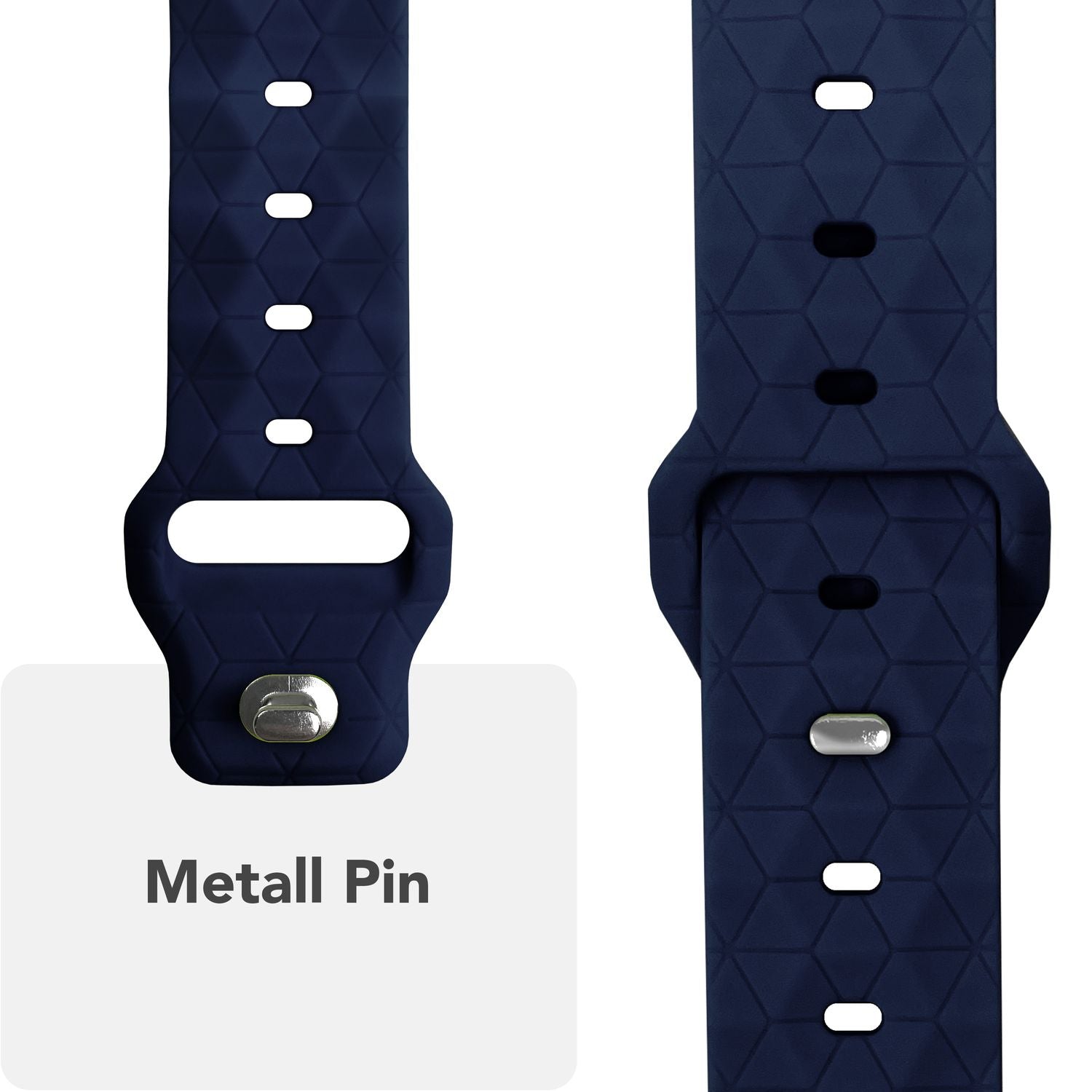 NALIA Hexion Armband für Apple Watch Series SE/10/9/8/7/6/5/4/3/2/1, Gehäusegröße 38/40/41/42mm, Silikon Loop Sportarmband mit Steck-Pin & im Hexagon Design Marineblau NALIA Silikon Armband