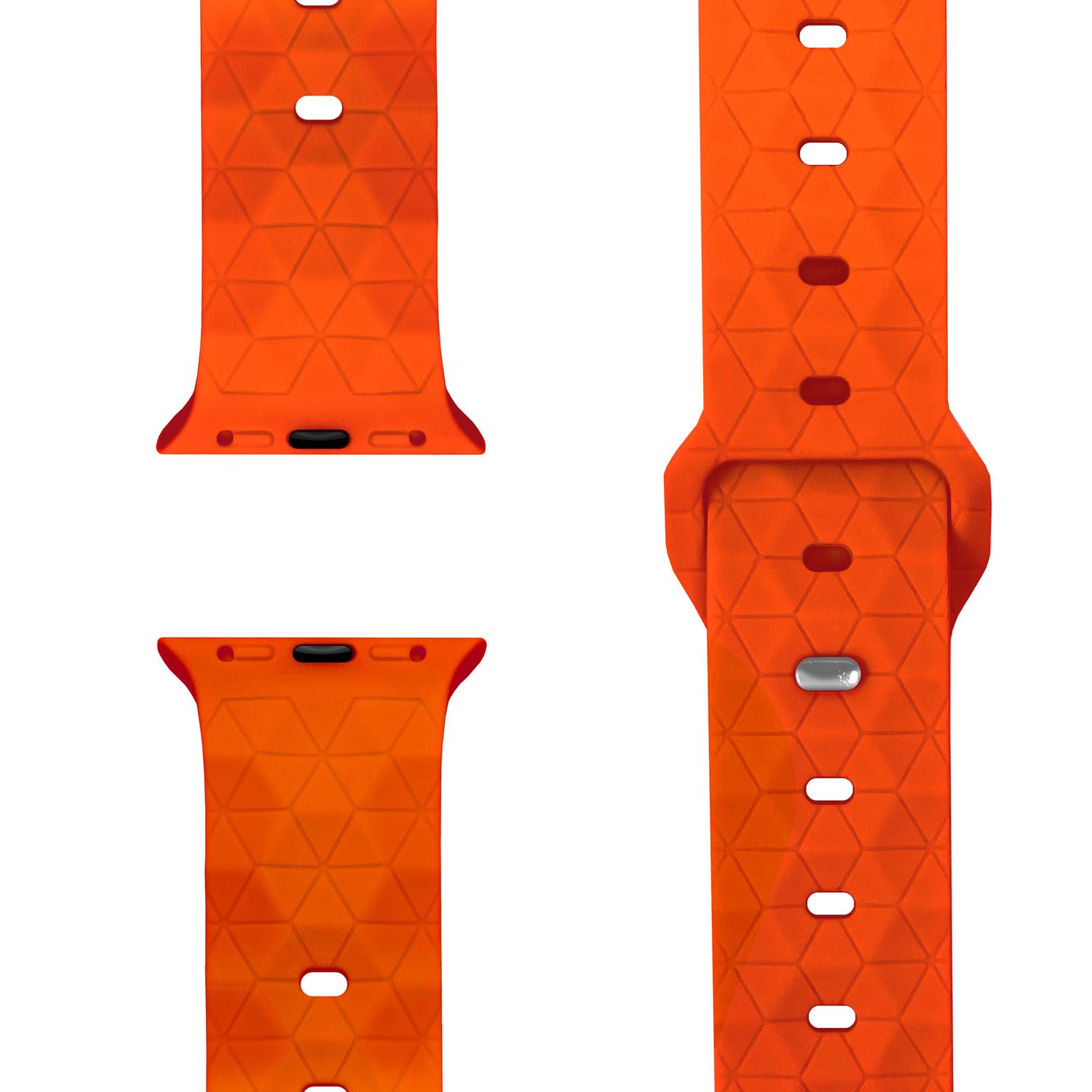 NALIA Hexion Armband für Apple Watch Series SE/10/9/8/7/6/5/4/3/2/1, Gehäusegröße 38/40/41/42mm, Silikon Loop Sportarmband mit Steck-Pin & im Hexagon Design Sonnenorange NALIA Silikon Armband