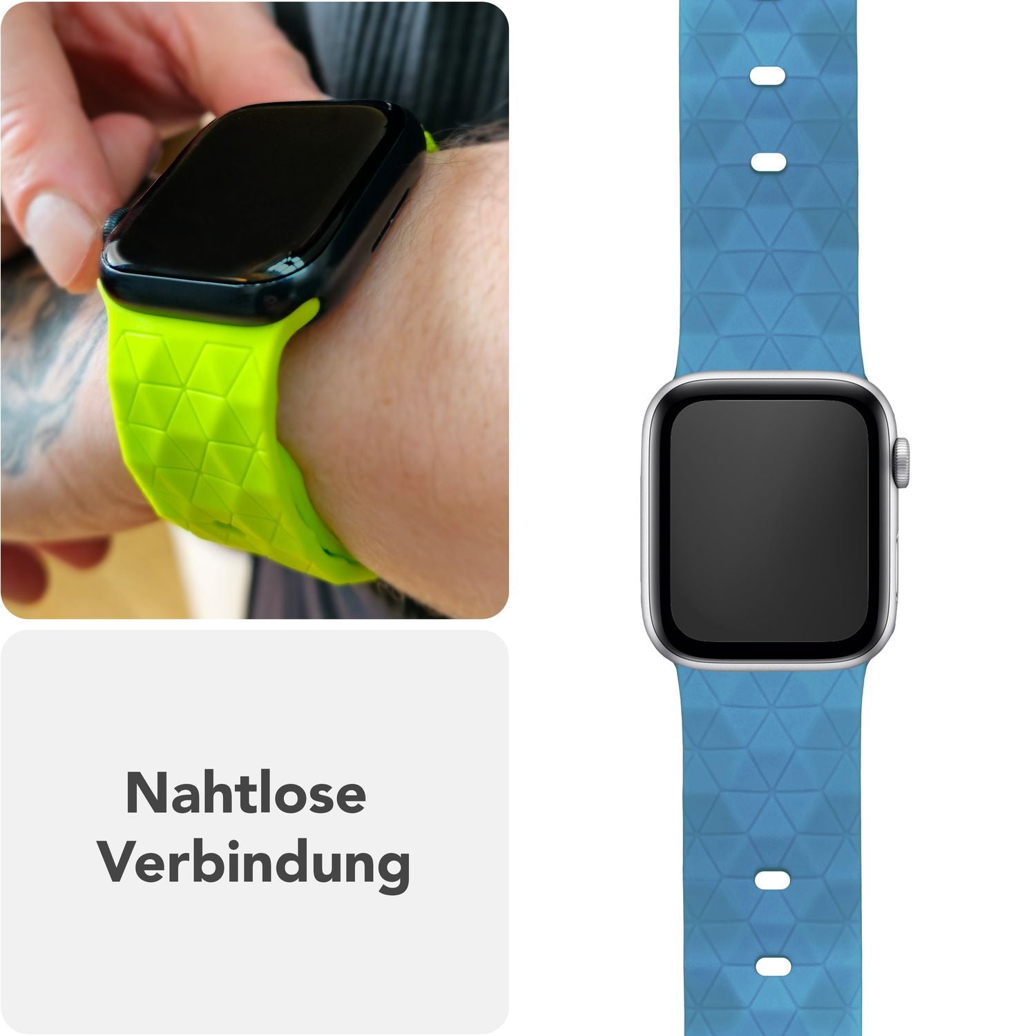 NALIA Hexion Armband für Apple Watch Series SE/10/9/8/7/6/5/4/3/2/1, Gehäusegröße 38/40/41/42mm, Silikon Loop Sportarmband mit Steck-Pin & im Hexagon Design Nebelblau NALIA Silikon Armband
