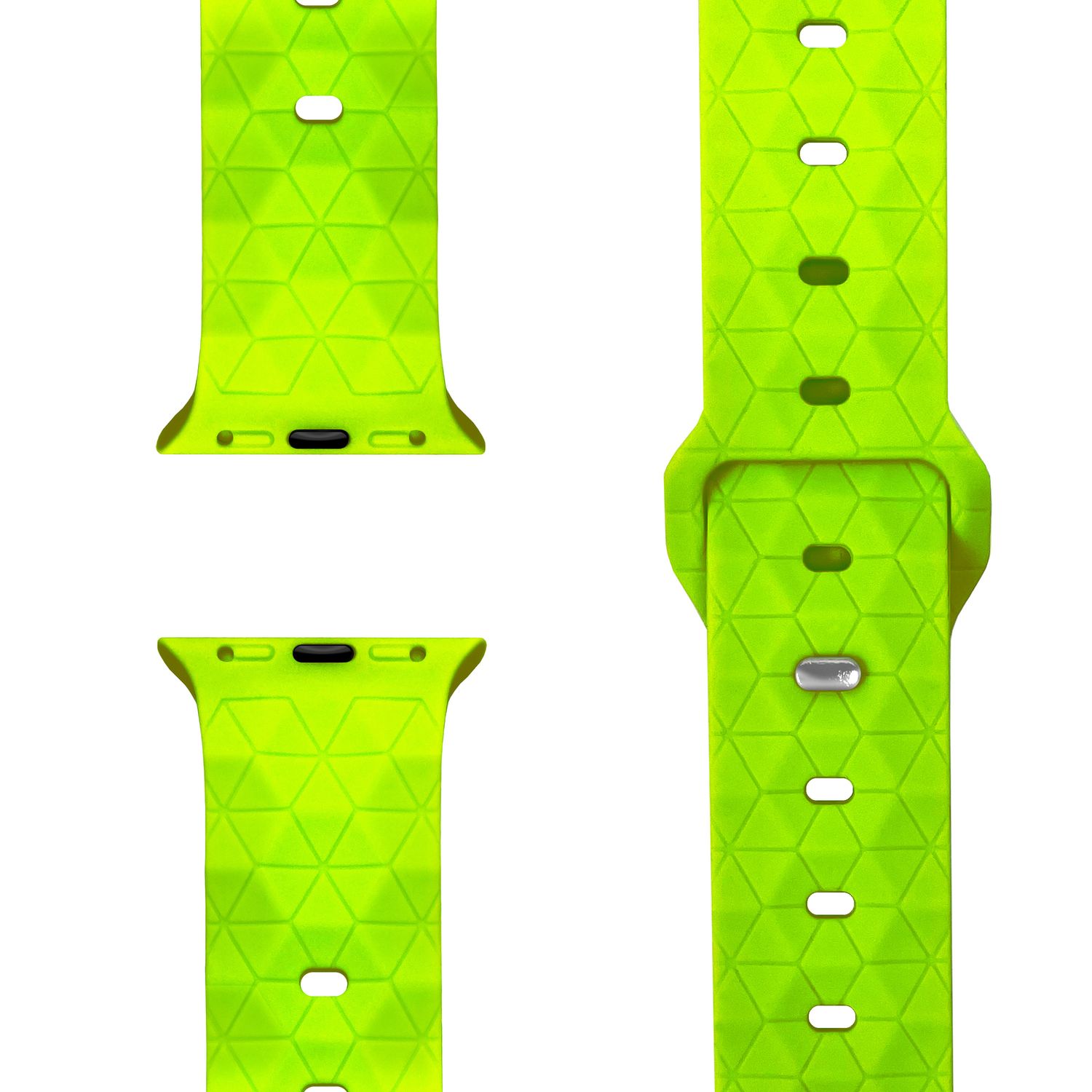 NALIA Hexion Armband für Apple Watch Series SE/10/9/8/7/6/5/4/3/2/1, Gehäusegröße 38/40/41/42mm, Silikon Loop Sportarmband mit Steck-Pin & im Hexagon Design Neon Gelb NALIA Silikon Armband