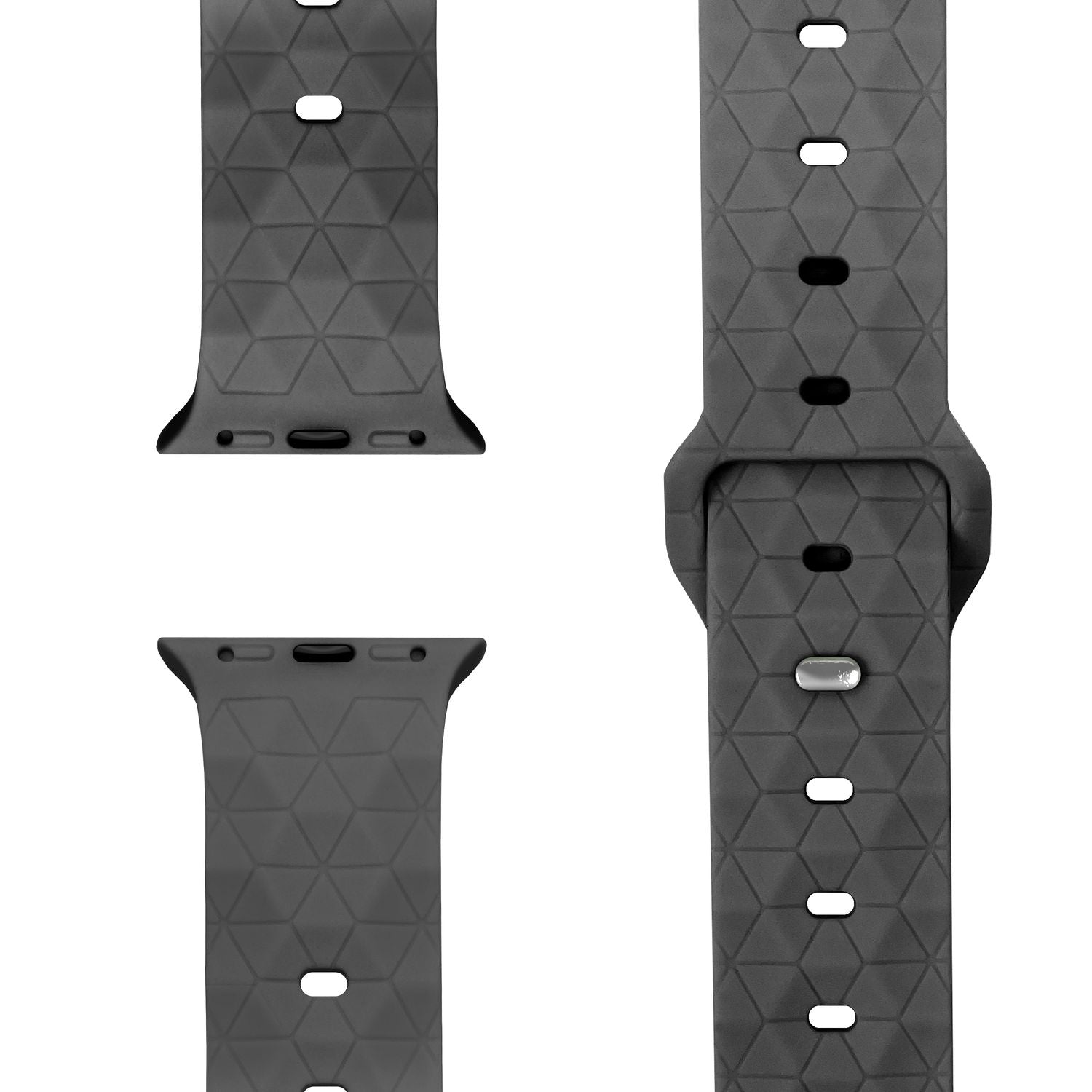 NALIA Hexion Armband für Apple Watch Series SE/10/9/8/7/6/5/4/3/2/1, Gehäusegröße 38/40/41/42mm, Silikon Loop Sportarmband mit Steck-Pin & im Hexagon Design Graphitgrau NALIA Silikon Armband