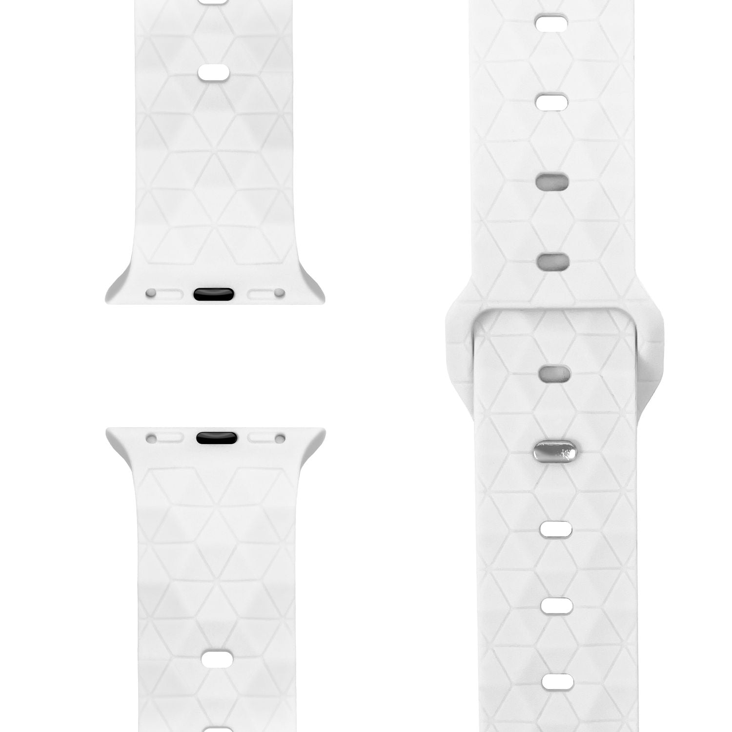 NALIA Hexion Armband für Apple Watch Series Ultra/SE/10/9/8/7/6/5/4/3/2/1, Gehäusegröße 42/44/45/46/49mm, Silikon Loop Sportarmband mit Steck-Pin & im Hexagon Design Polarweiß NALIA Silikon Armband