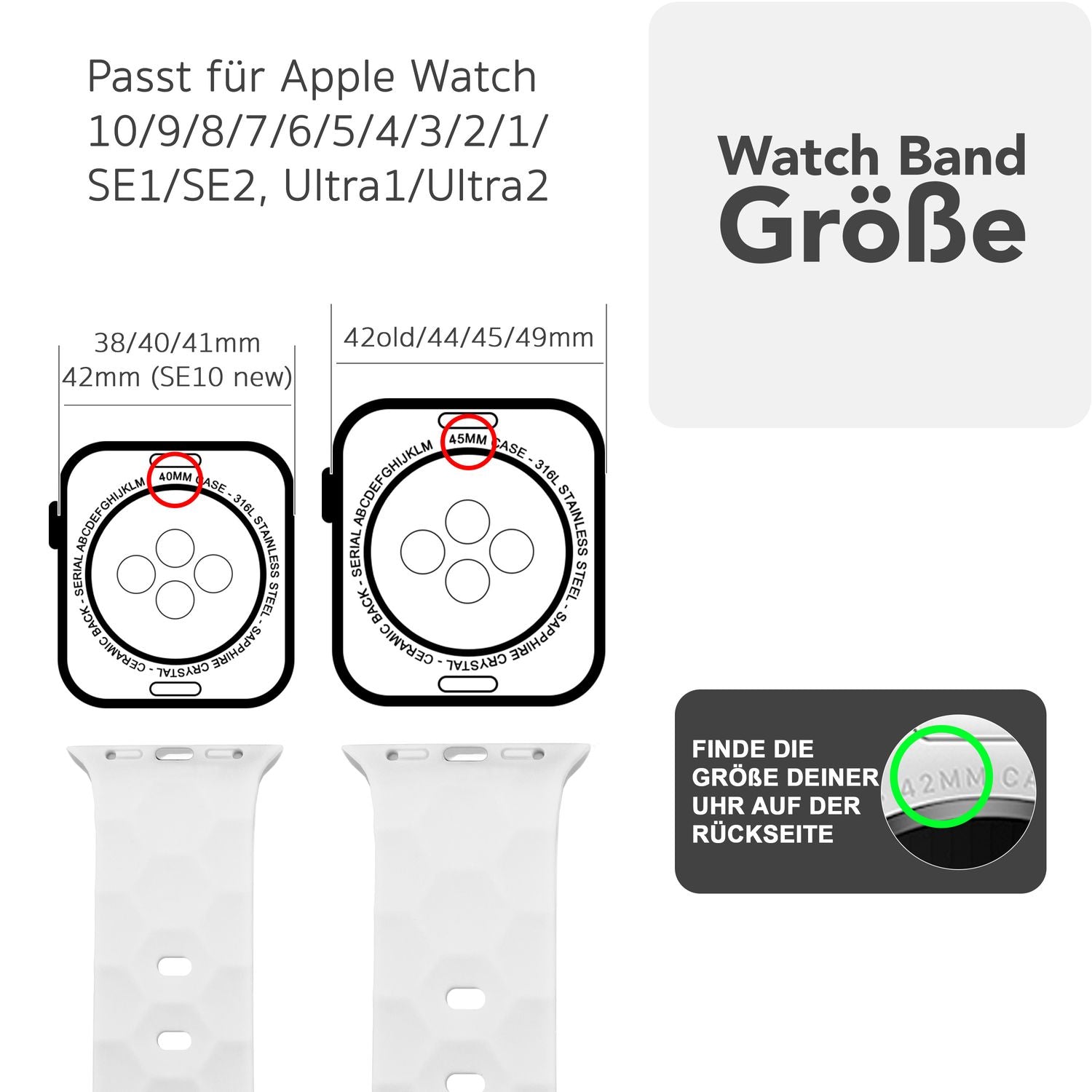 NALIA Hexion Armband für Apple Watch Series Ultra/SE/10/9/8/7/6/5/4/3/2/1, Gehäusegröße 42/44/45/46/49mm, Silikon Loop Sportarmband mit Steck-Pin & im Hexagon Design