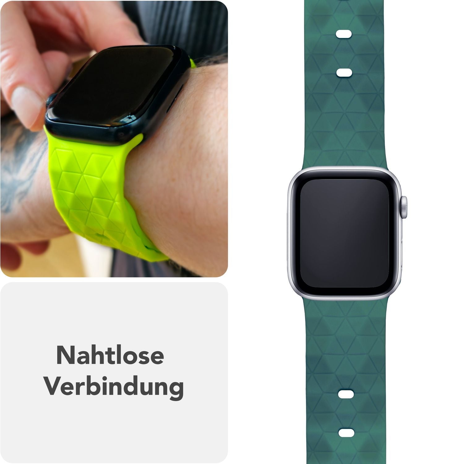 NALIA Hexion Armband für Apple Watch Series Ultra/SE/10/9/8/7/6/5/4/3/2/1, Gehäusegröße 42/44/45/46/49mm, Silikon Loop Sportarmband mit Steck-Pin & im Hexagon Design