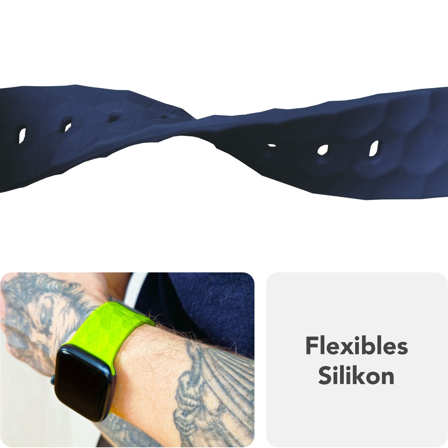 NALIA Hexion Armband für Apple Watch Series Ultra/SE/10/9/8/7/6/5/4/3/2/1, Gehäusegröße 42/44/45/46/49mm, Silikon Loop Sportarmband mit Steck-Pin & im Hexagon Design