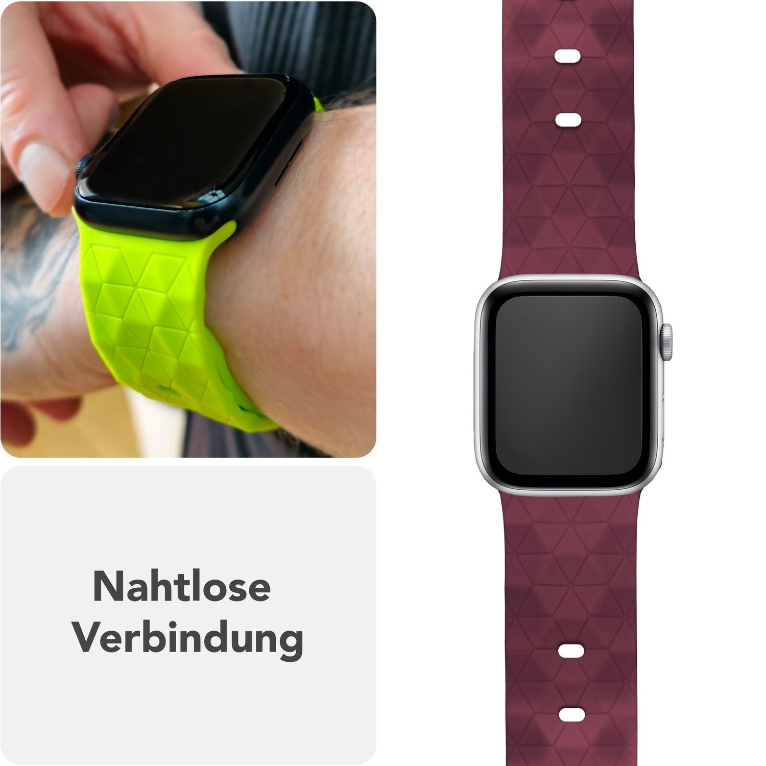 NALIA Hexion Armband für Apple Watch Series Ultra/SE/10/9/8/7/6/5/4/3/2/1, Gehäusegröße 42/44/45/46/49mm, Silikon Loop Sportarmband mit Steck-Pin & im Hexagon Design
