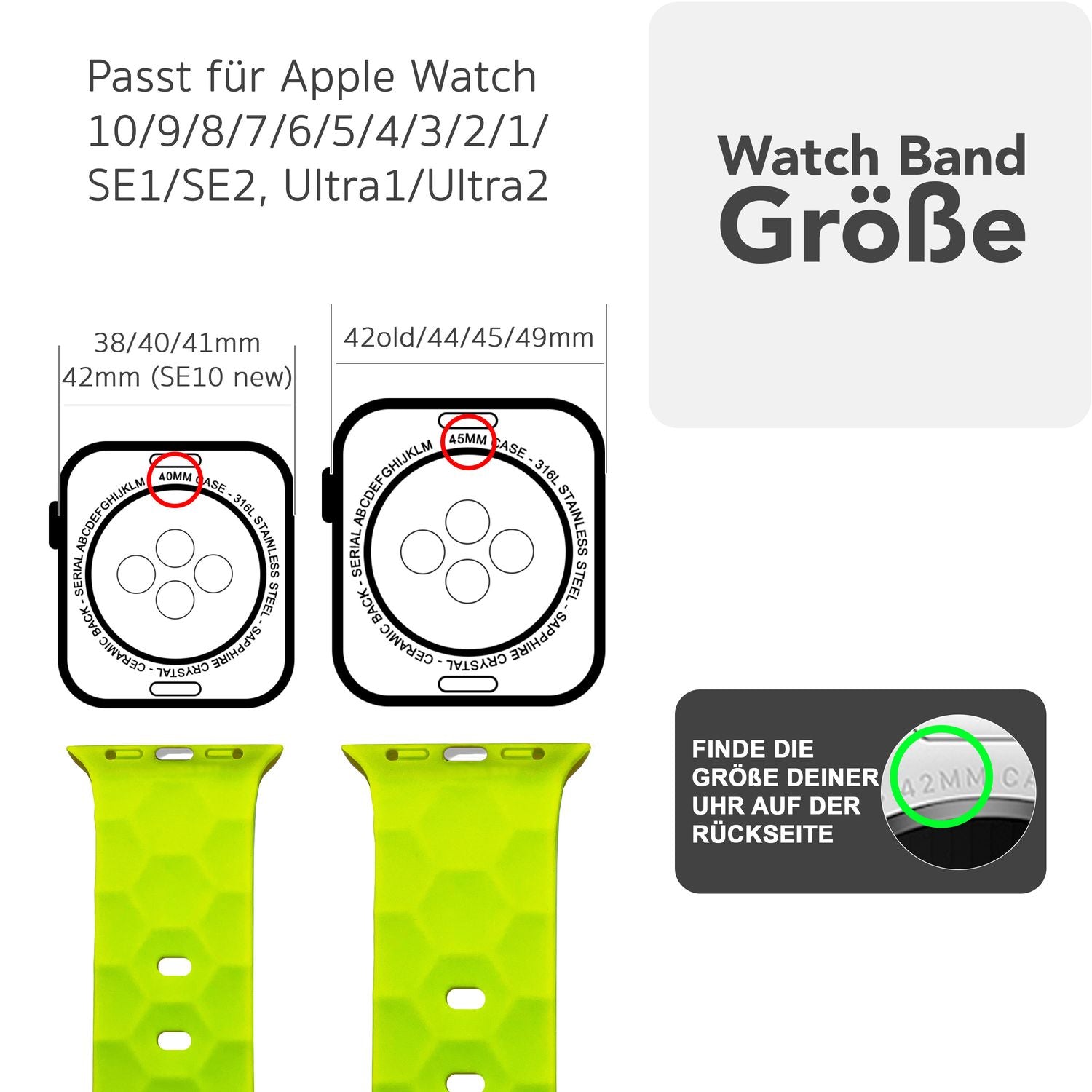 NALIA Hexion Armband für Apple Watch Series Ultra/SE/10/9/8/7/6/5/4/3/2/1, Gehäusegröße 42/44/45/46/49mm, Silikon Loop Sportarmband mit Steck-Pin & im Hexagon Design