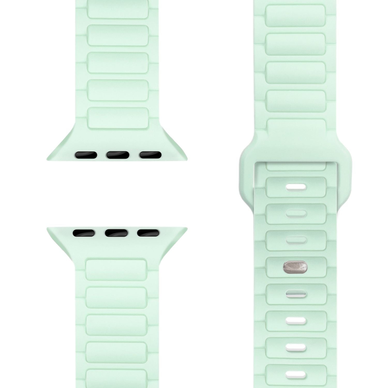 NALIA Pulse Armband für Apple Watch Series SE/10/9/8/7/6/5/4/3/2/1, Gehäusegröße 38/40/41/42mm, 3D Textur Silikon Sportarmband mit Steck-Pin Verschluss Eisminze NALIA Silikon Armband