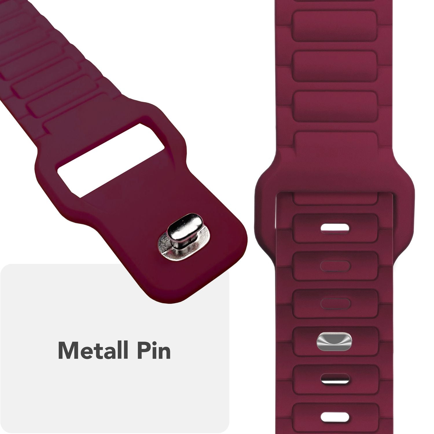 NALIA Pulse Armband für Apple Watch Series SE/10/9/8/7/6/5/4/3/2/1, Gehäusegröße 38/40/41/42mm, 3D Textur Silikon Sportarmband mit Steck-Pin Verschluss Bordeauxrot NALIA Silikon Armband