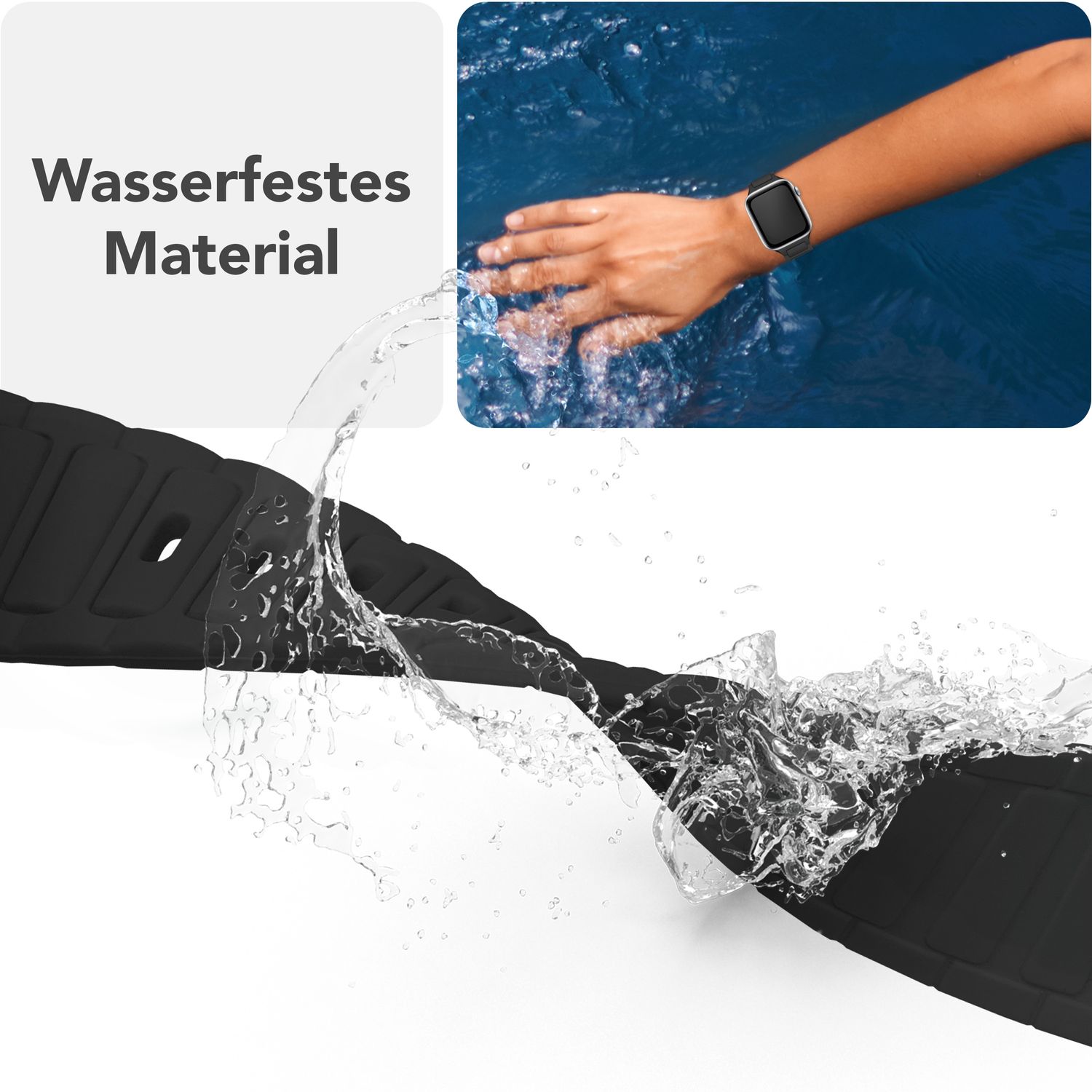 NALIA Pulse Armband für Apple Watch Series SE/10/9/8/7/6/5/4/3/2/1, Gehäusegröße 38/40/41/42mm, 3D Textur Silikon Sportarmband mit Steck-Pin Verschluss Nachtschwarz NALIA Silikon Armband