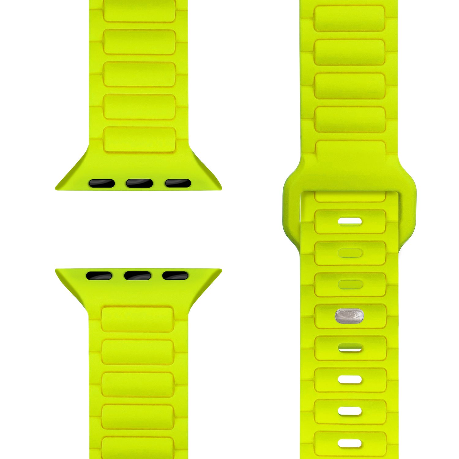NALIA Pulse Armband für Apple Watch Series Ultra/SE/10/9/8/7/6/5/4/3/2/1, Gehäusegröße 42/44/45/46/49mm, 3D Textur Silikon Sportarmband mit Steck-Pin Verschluss Neon Gelb NALIA Silikon Armband