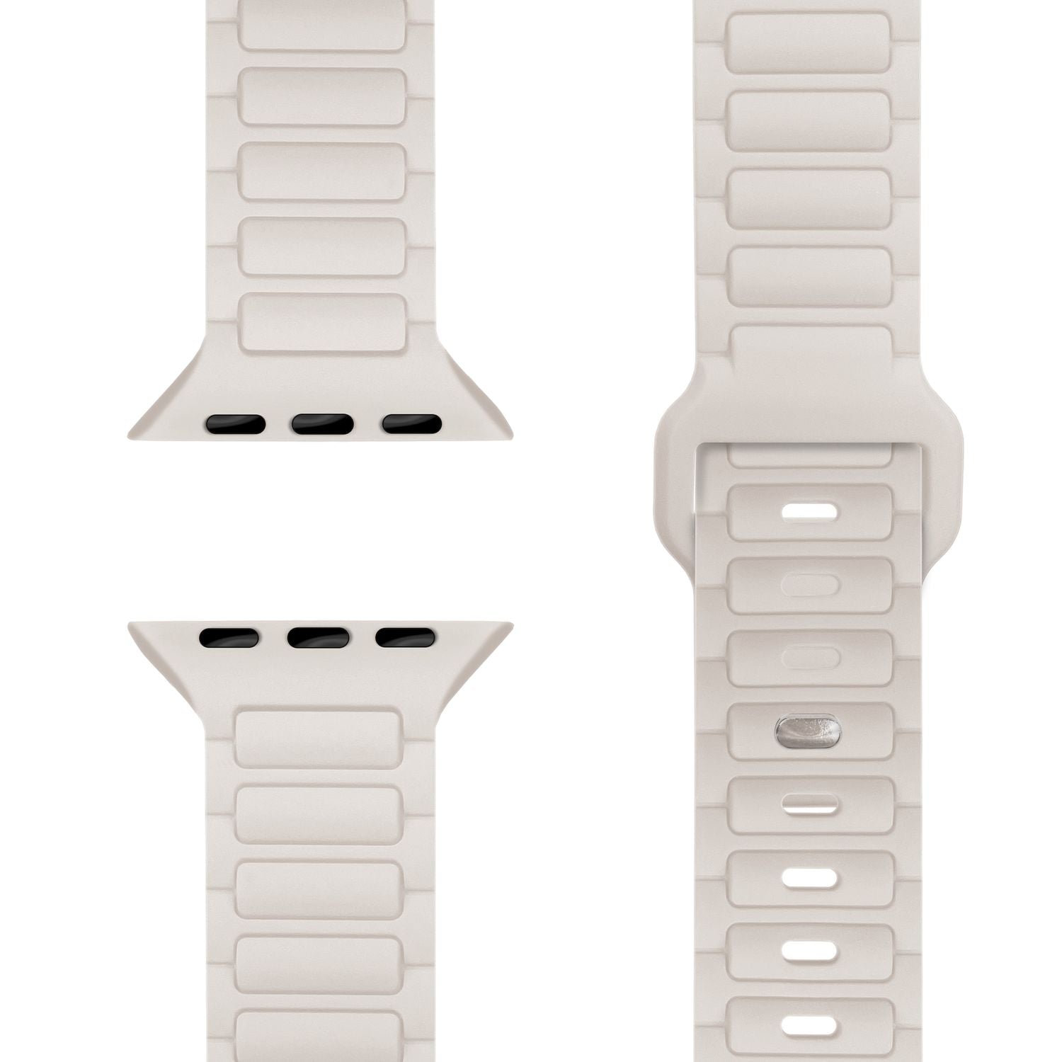 NALIA Pulse Armband für Apple Watch Series Ultra/SE/10/9/8/7/6/5/4/3/2/1, Gehäusegröße 42/44/45/46/49mm, 3D Textur Silikon Sportarmband mit Steck-Pin Verschluss Polarstern Sandweiss NALIA Silikon Armband