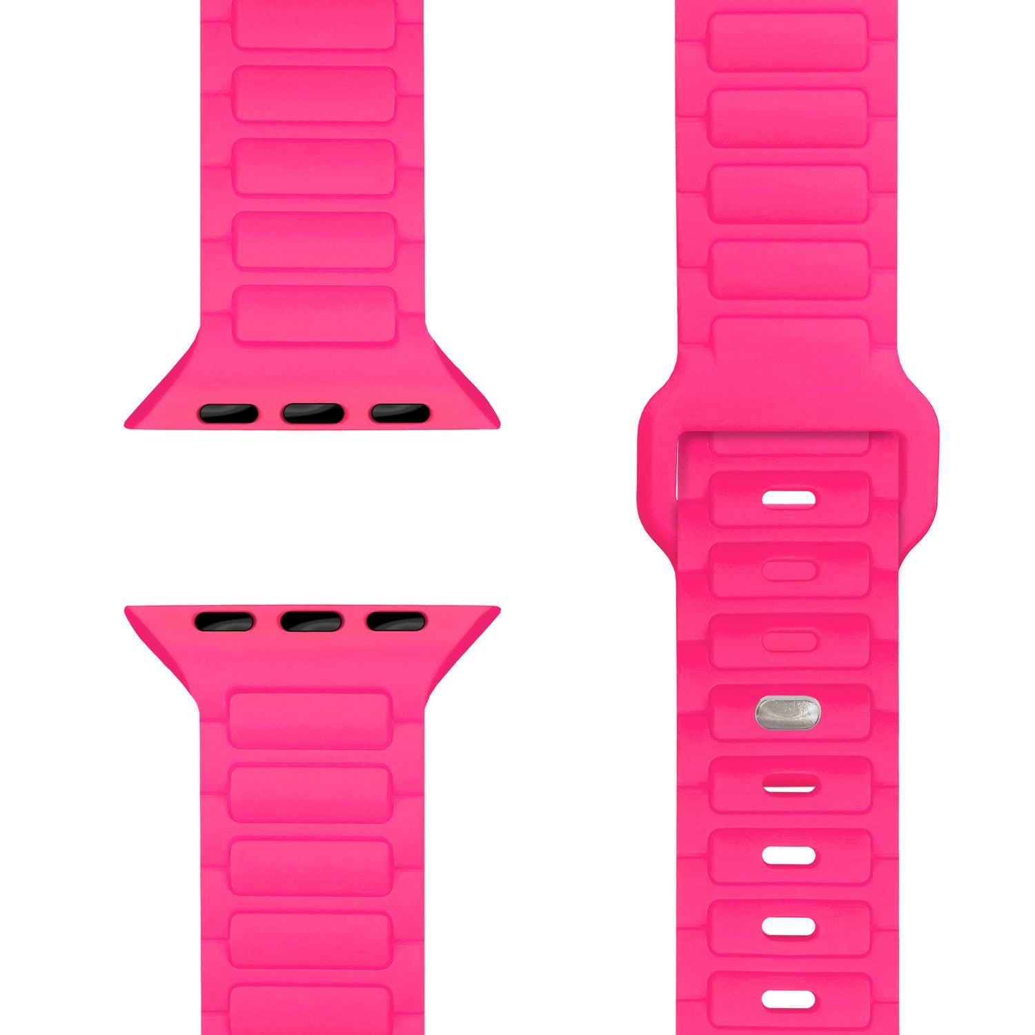 NALIA Pulse Armband für Apple Watch Series Ultra/SE/10/9/8/7/6/5/4/3/2/1, Gehäusegröße 42/44/45/46/49mm, 3D Textur Silikon Sportarmband mit Steck-Pin Verschluss Neon Pink NALIA Silikon Armband