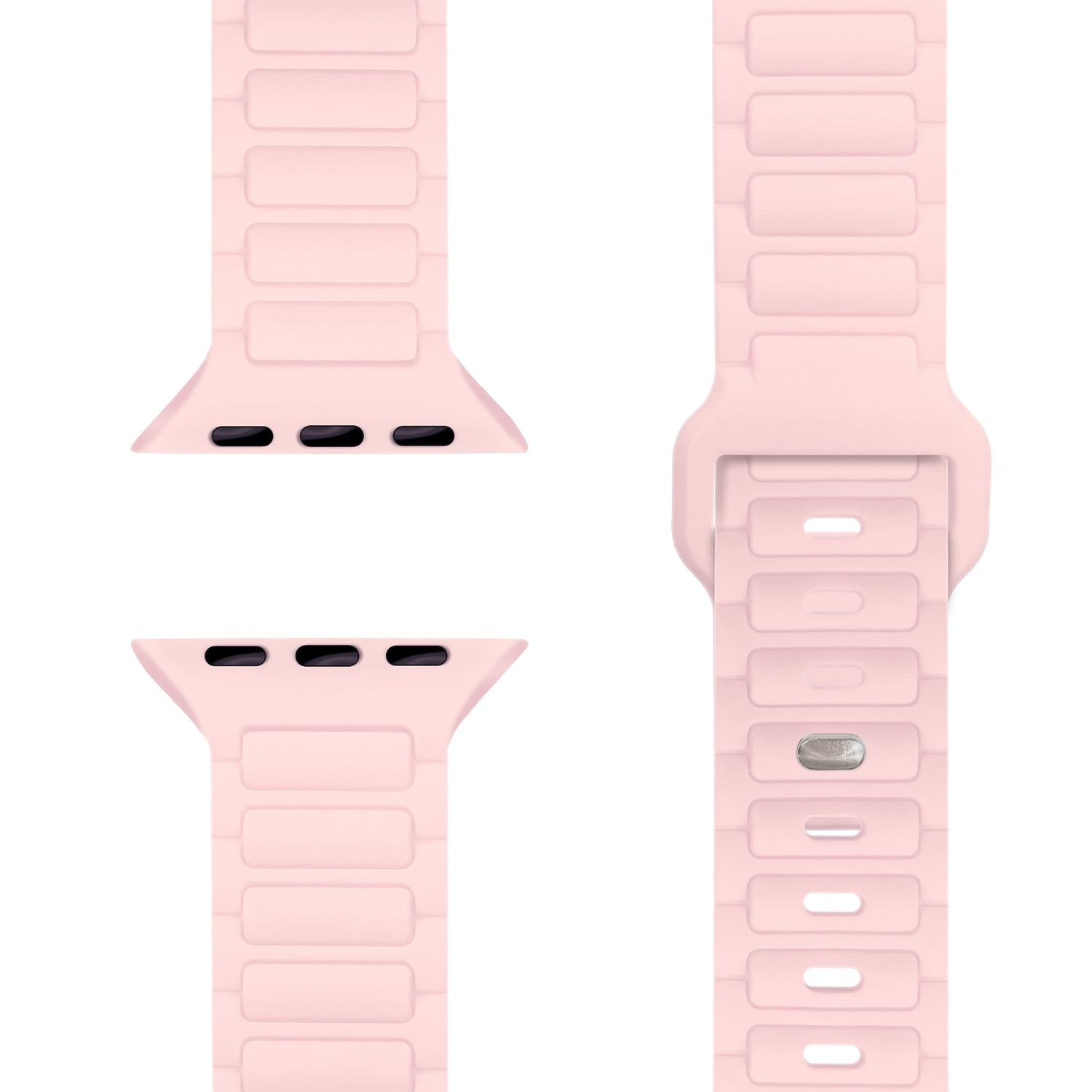 NALIA Pulse Armband für Apple Watch Series Ultra/SE/10/9/8/7/6/5/4/3/2/1, Gehäusegröße 42/44/45/46/49mm, 3D Textur Silikon Sportarmband mit Steck-Pin Verschluss Zartrosa NALIA Silikon Armband