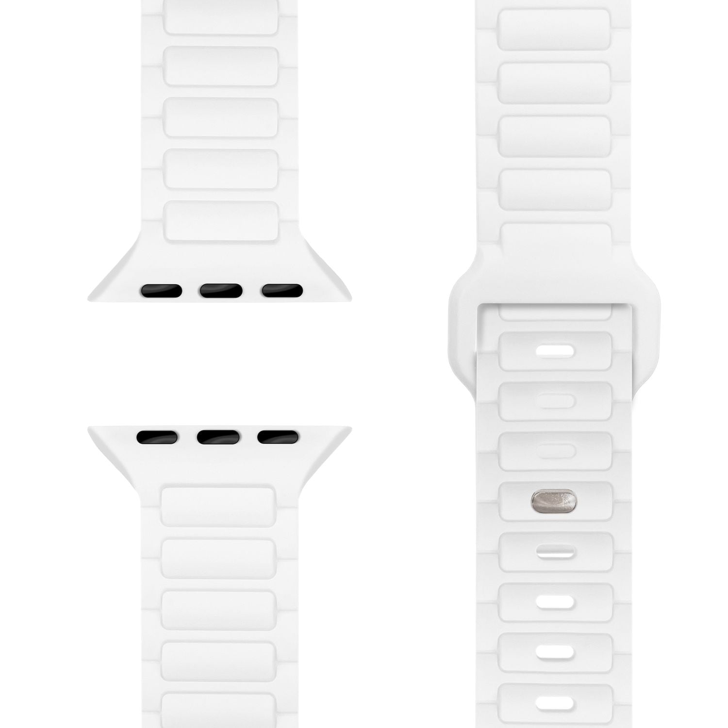 NALIA Pulse Armband für Apple Watch Series Ultra/SE/10/9/8/7/6/5/4/3/2/1, Gehäusegröße 42/44/45/46/49mm, 3D Textur Silikon Sportarmband mit Steck-Pin Verschluss Polarweiß NALIA Silikon Armband