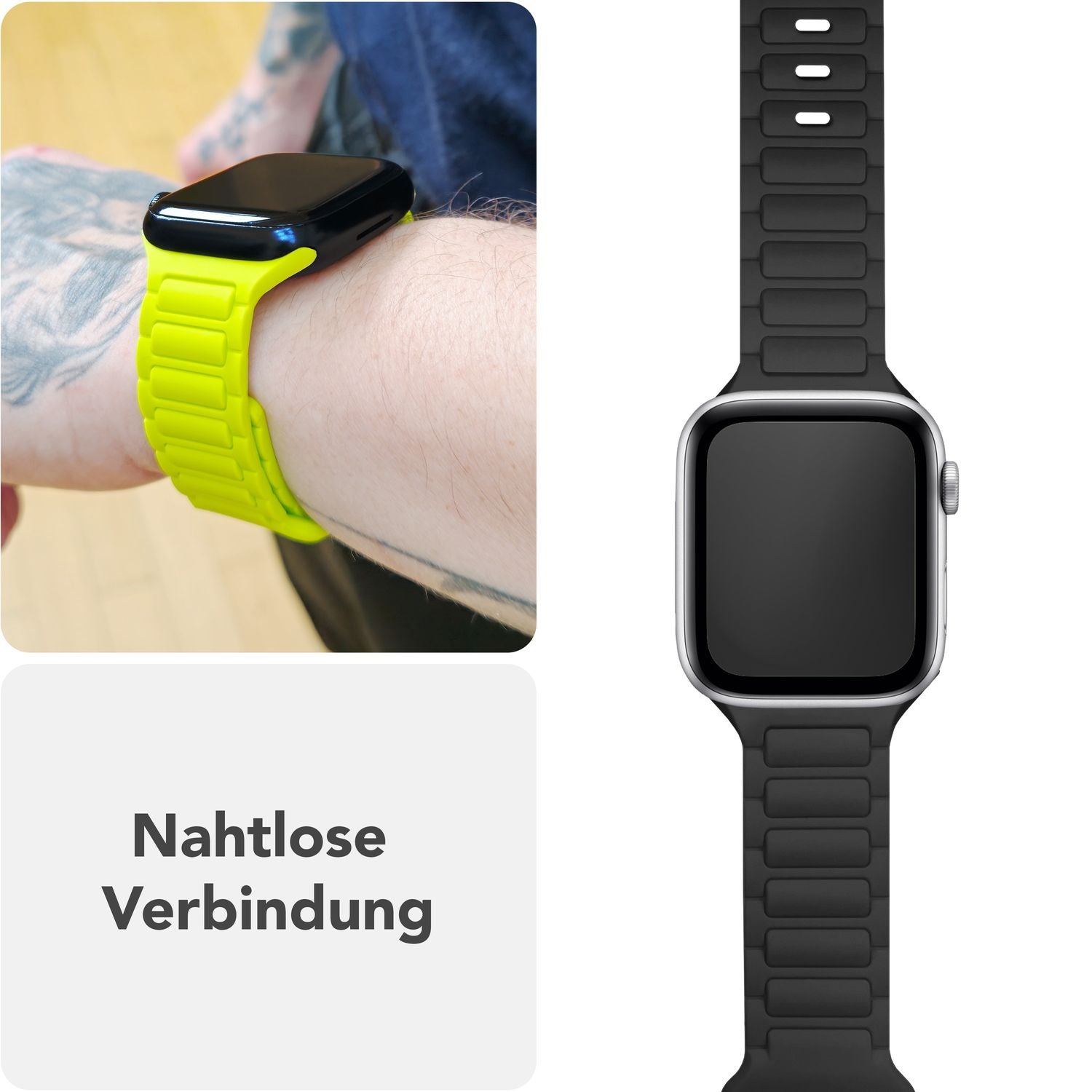 NALIA Pulse Armband für Apple Watch Series Ultra/SE/10/9/8/7/6/5/4/3/2/1, Gehäusegröße 42/44/45/46/49mm, 3D Textur Silikon Sportarmband mit Steck-Pin Verschluss Nachtschwarz NALIA Silikon Armband