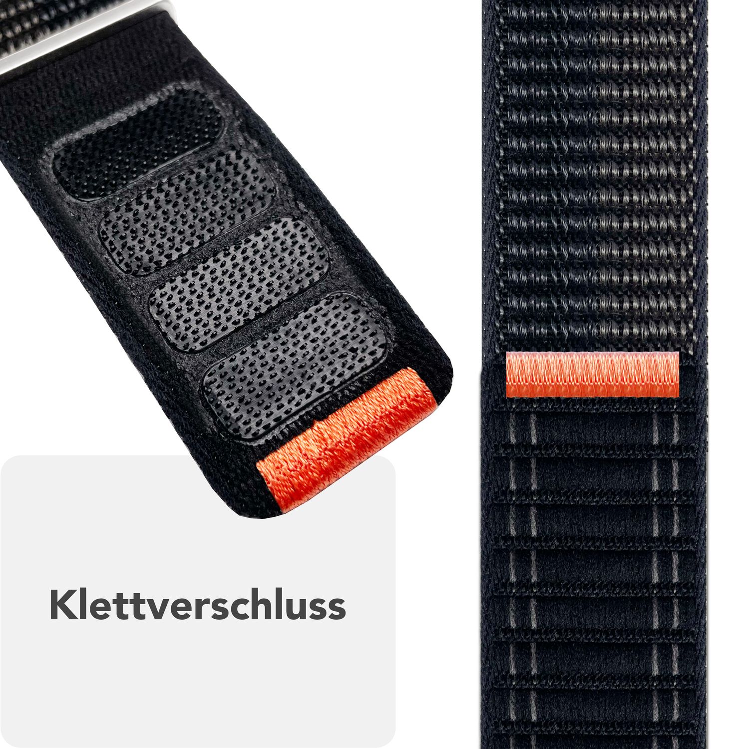 NALIA Evolv Armband für Apple Watch SE/10/9/8/7/6/5/4/3/2/1, Gehäusegröße 38/40/41/42mm, Gewebtes Stoffband Elastisches Nylon Uhrenband mit Klettverschluss Nachtschwarz NALIA Nylon Armband
