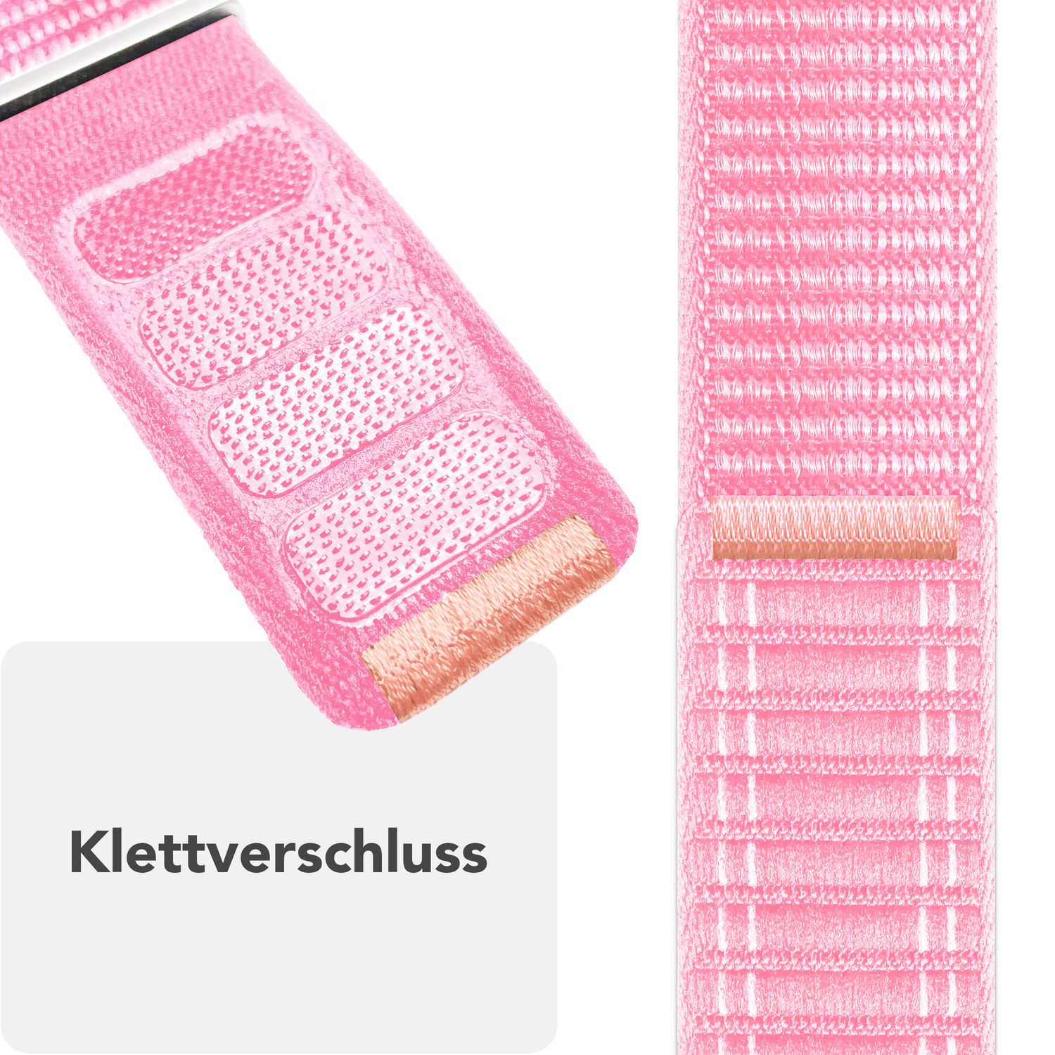 NALIA Evolv Armband für Apple Watch SE/10/9/8/7/6/5/4/3/2/1, Gehäusegröße 38/40/41/42mm, Gewebtes Stoffband Elastisches Nylon Uhrenband mit Klettverschluss Zartrosa NALIA Nylon Armband