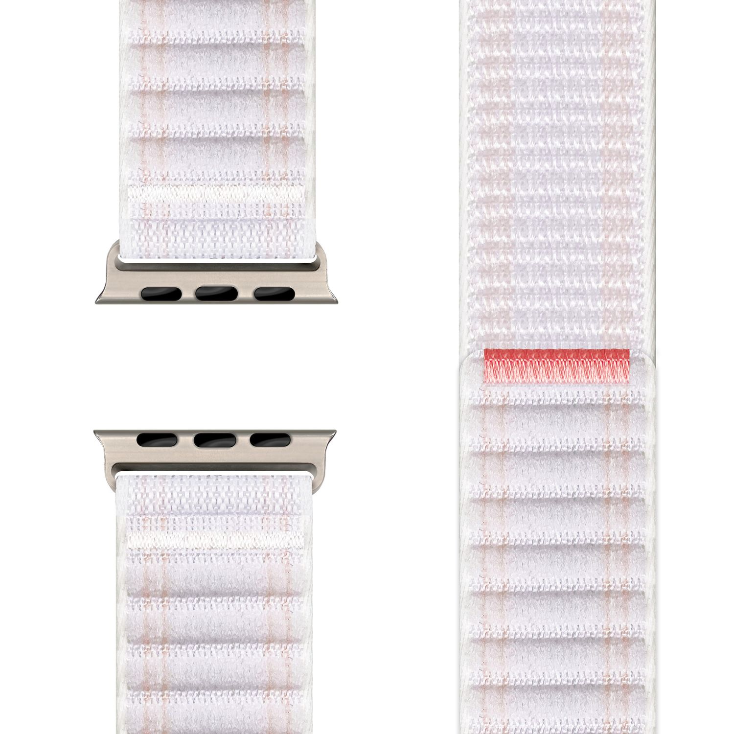 NALIA Evolv Armband für Apple Watch Ultra/SE/10/9/8/7/6/5/4/3/2/1, Gehäusegröße 42/44/45/46/49mm, Gewebtes Stoffband Elastisches Nylon Uhrenband mit Klettverschluss Polarweiß NALIA Nylon Armband