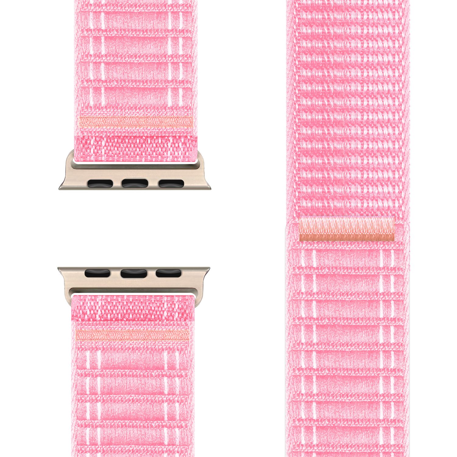 NALIA Evolv Armband für Apple Watch Ultra/SE/10/9/8/7/6/5/4/3/2/1, Gehäusegröße 42/44/45/46/49mm, Gewebtes Stoffband Elastisches Nylon Uhrenband mit Klettverschluss Zartrosa NALIA Nylon Armband