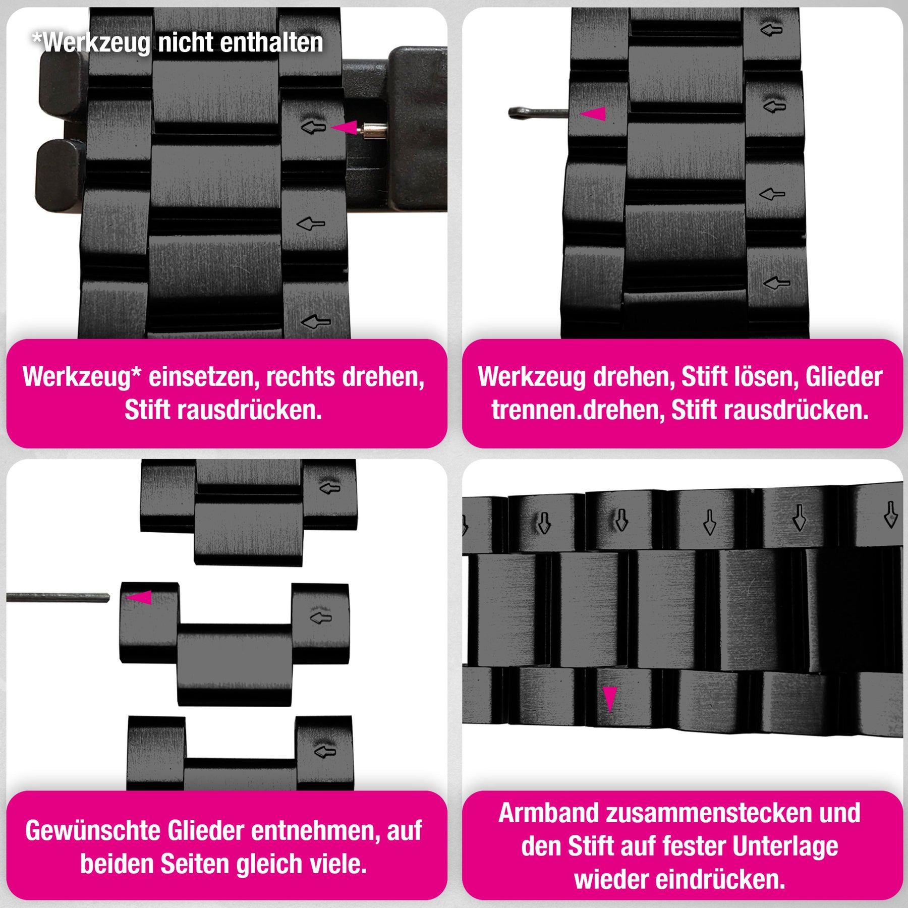 NALIA Mova Edelstahl Armband kompatibel mit Apple Watch Armband iWatch Series SE/10/9/8/7/6/5/4/3/2/1, 38/40/41/42mm, Metall Ersatzarmband mit Doppelfaltschließe, Rostfrei Tiefschwarz NALIA Metall Armband
