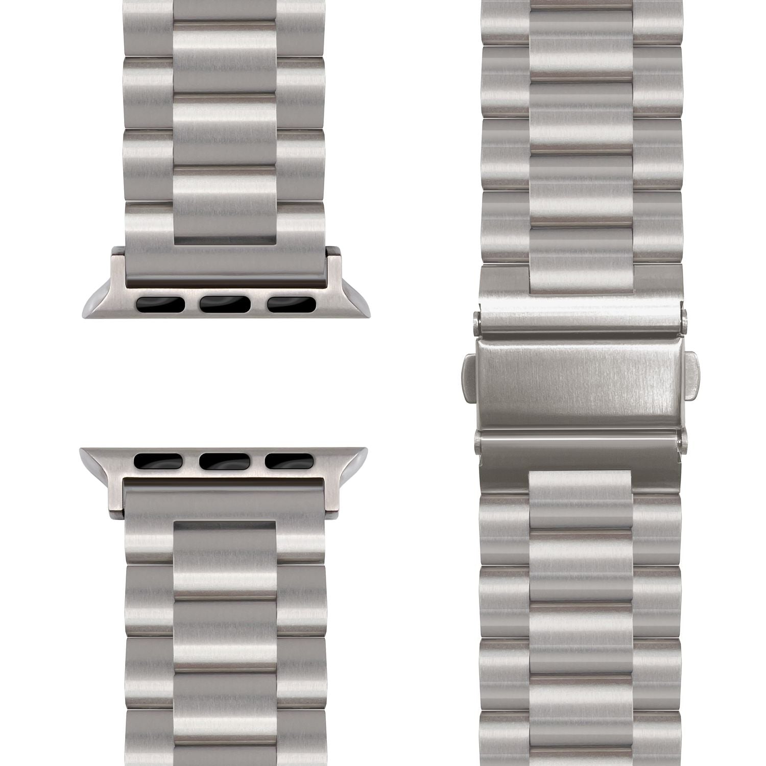 NALIA Mova Armband für Apple Watch Ultra/SE/10/9/8/7/6/5/4/3/2/1, Gehäusegröße 42/44/45/46/49mm, Edelstahl Ersatzarmband mit Doppelfaltschließe, Metall Rostfrei Eisstern Silber NALIA Metall Armband