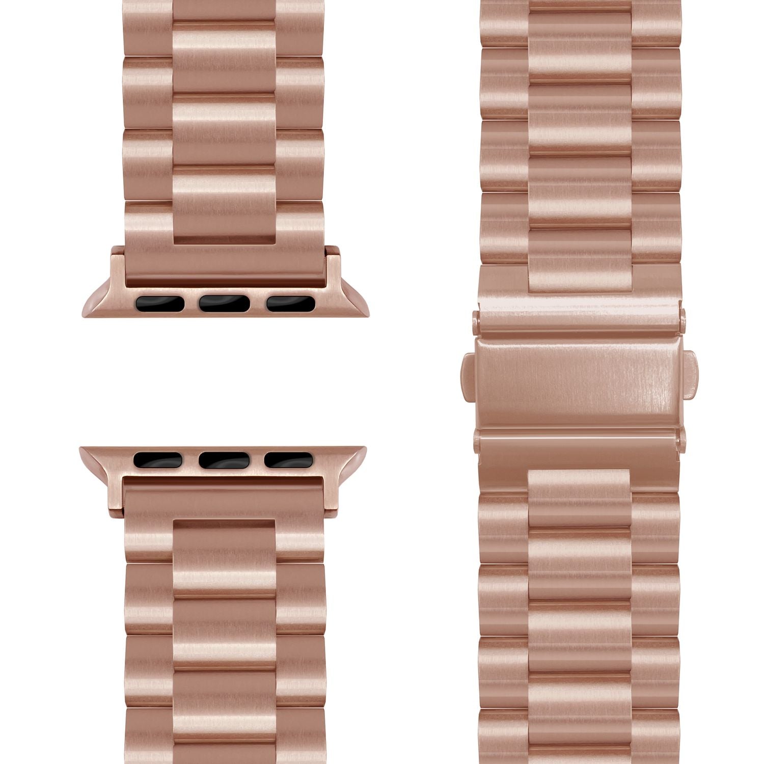 NALIA Mova Armband für Apple Watch Ultra/SE/10/9/8/7/6/5/4/3/2/1, Gehäusegröße 42/44/45/46/49mm, Edelstahl Ersatzarmband mit Doppelfaltschließe, Metall Rostfrei Kupferrosé NALIA Metall Armband