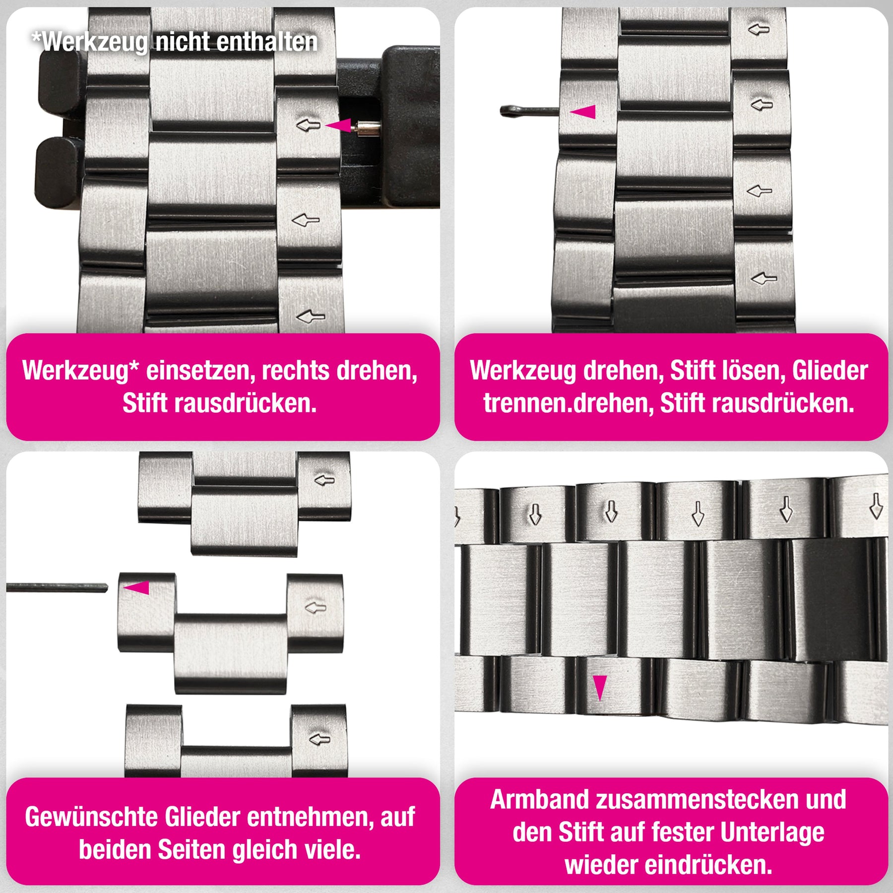 NALIA Mova Edelstahl Armband kompatibel mit Apple Watch Armband Series Ultra/SE 10/9/8/7/6/5/4/3/2/1, 42/44/45/46/49mm, Metall Ersatzarmband mit Doppelfaltschließe, Rostfrei Eisstern Silber NALIA Metall Armband