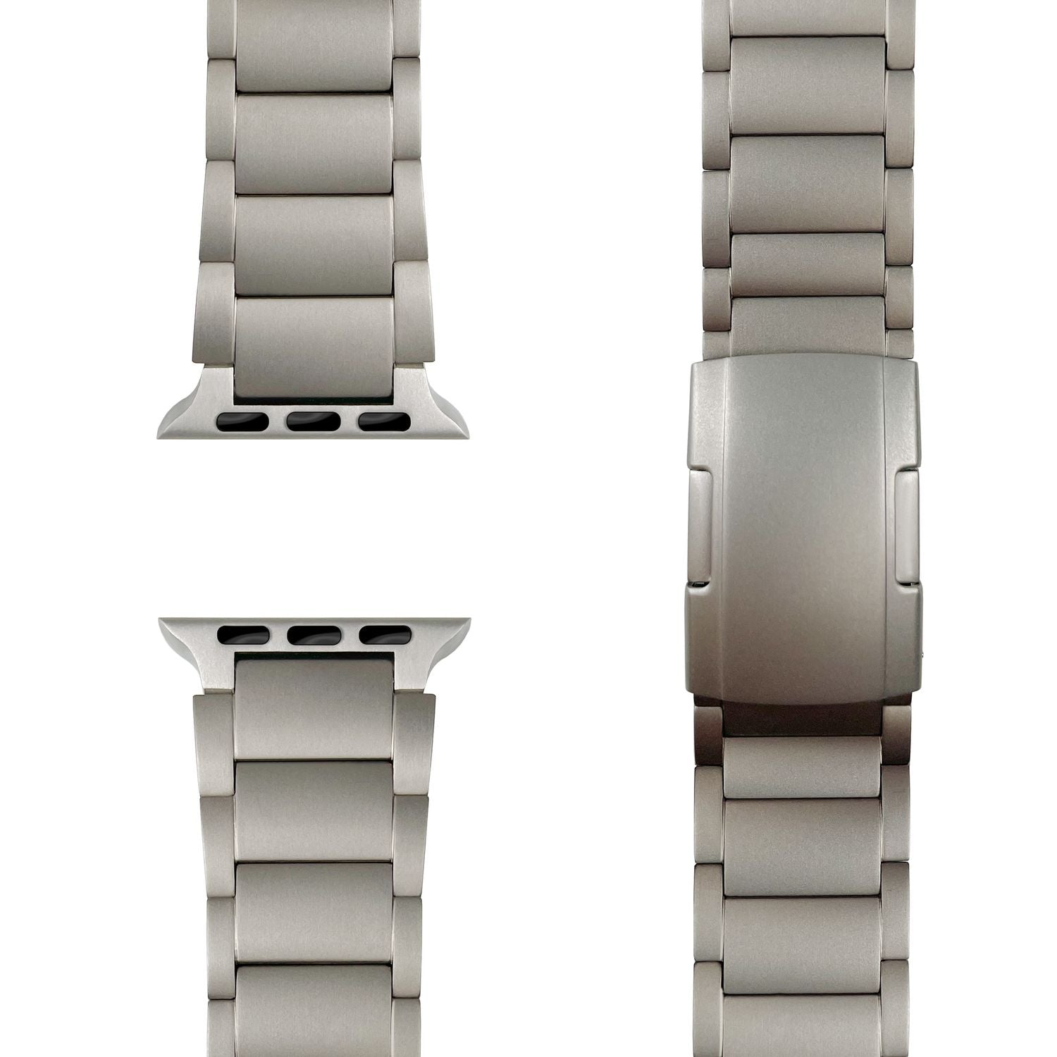 NALIA Argon Titan Armband für Apple Watch Ultra/SE/10/9/8/7/6/5/4/3/2/1, Gehäusegröße 42/44/45/46/49mm, Rostfreies Metall Ersatzarmband mit Faltschließe Titan Natur NALIA Metall Armband