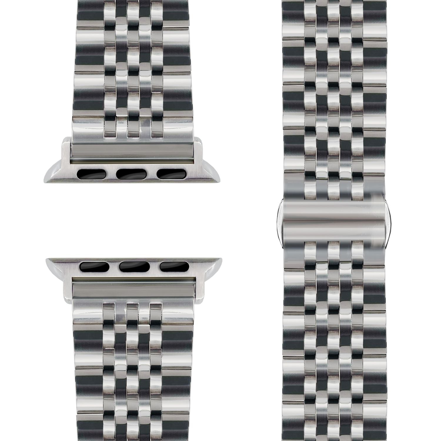 NALIA Trivo Edelstahl Armband für Apple Watch Ultra/SE/10/9/8/7/6/5/4/3/2/1, Gehäusegröße 42/44/45/46/49mm, Metall Ersatzarmband Rostfrei mit Schmetterlingsschließe Platin Silber NALIA Metall Armband