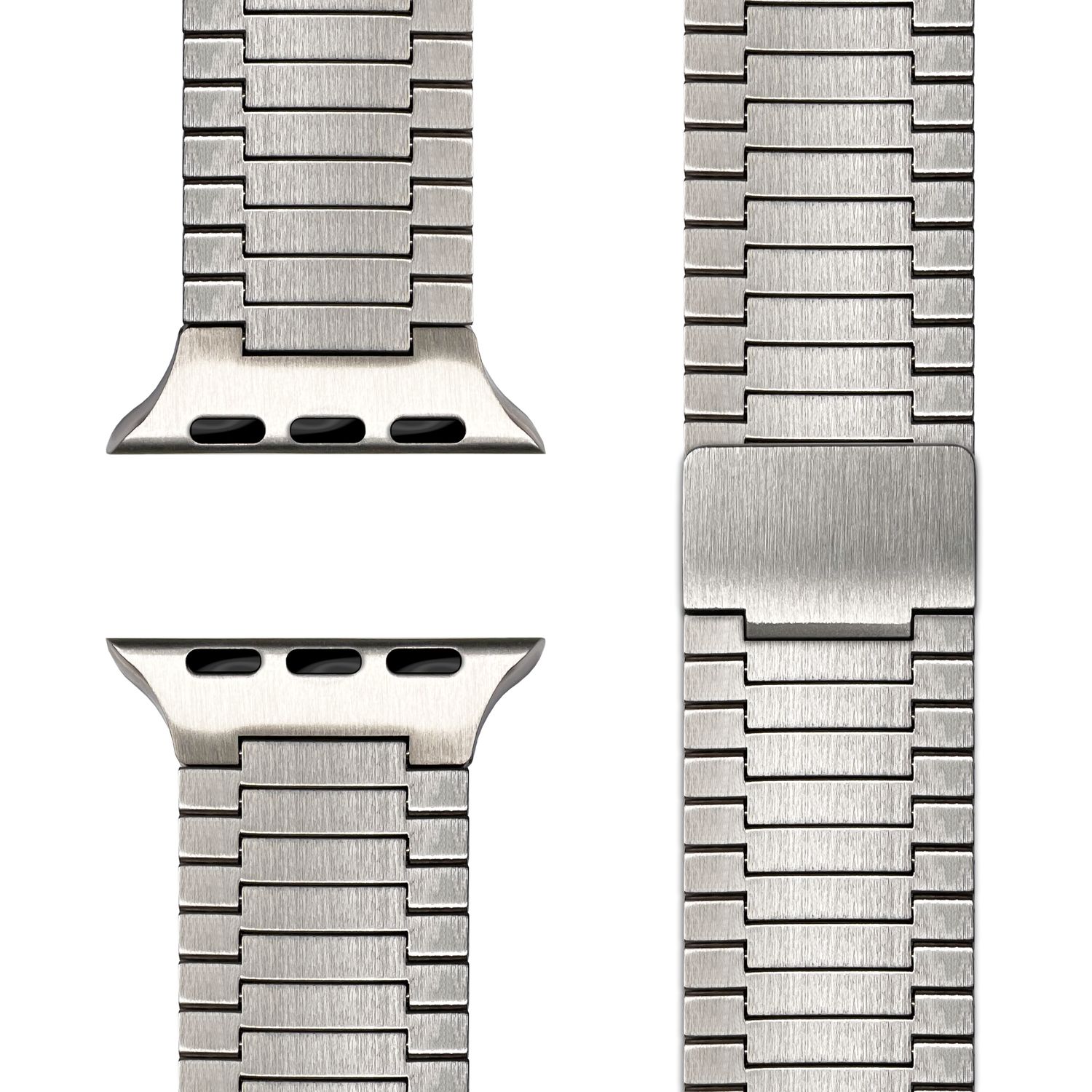 NALIA Chronos Edelstahl Armband für Apple Watch Ultra/SE/10/9/8/7/6/5/4/3/2/1, Gehäusegröße 42/44/45/46/49mm, Magnetisches Metall Loop Ersatzarmband Mondsilber NALIA Metall Armband