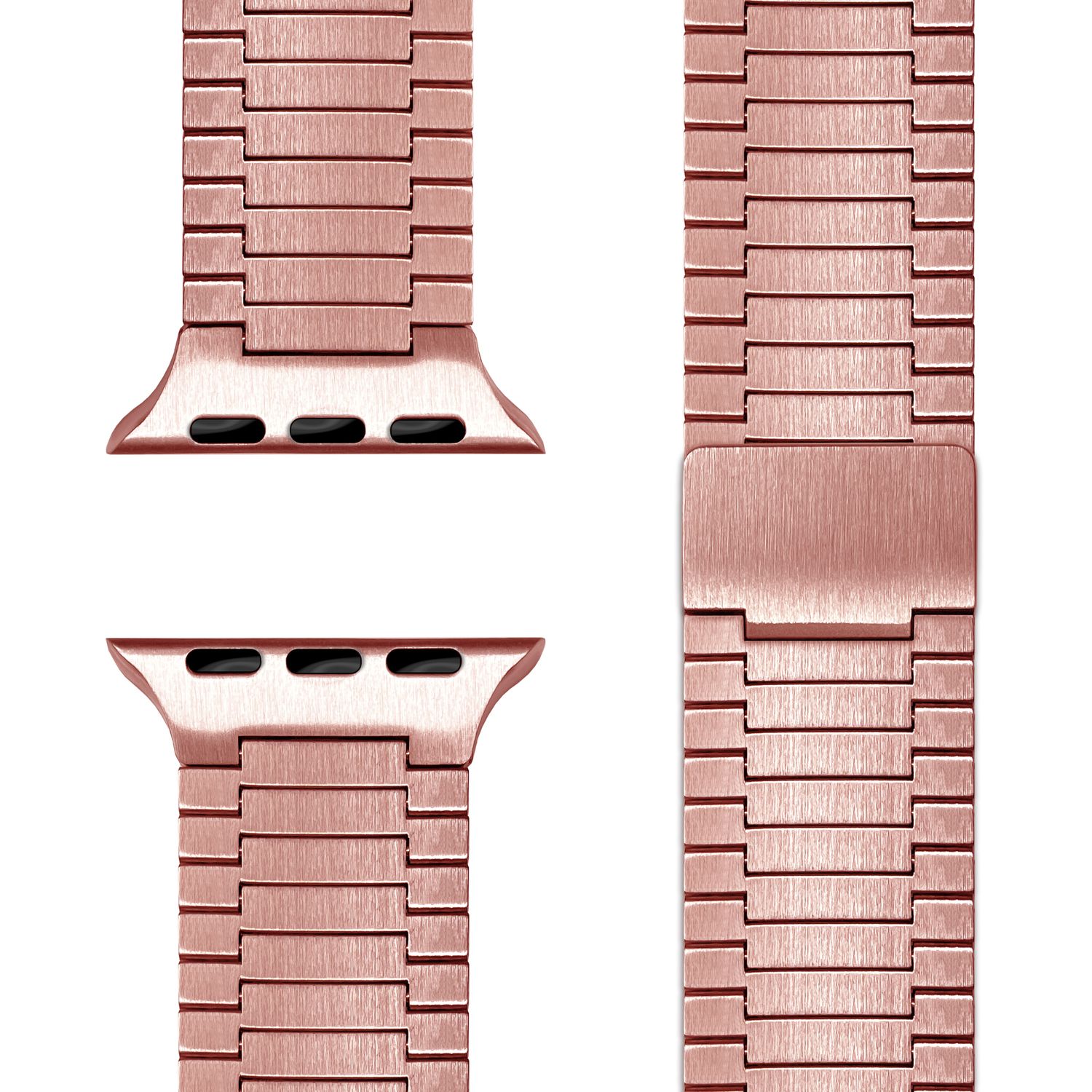 NALIA Chronos Edelstahl Armband für Apple Watch Ultra/SE/10/9/8/7/6/5/4/3/2/1, Gehäusegröße 42/44/45/46/49mm, Magnetisches Metall Loop Ersatzarmband Kupferrosé NALIA Metall Armband