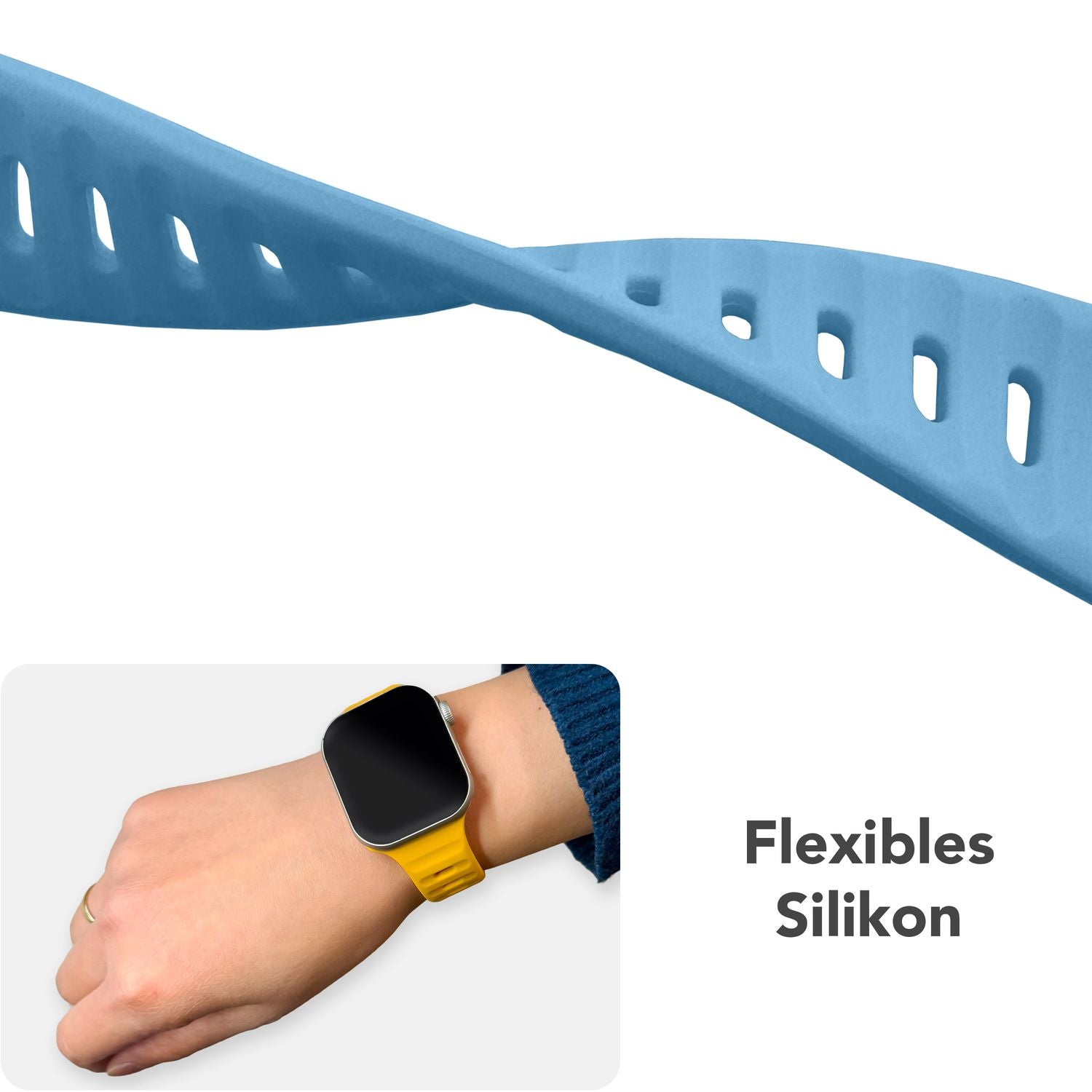 NALIA Motion Armband für Apple Watch SE/10/9/8/7/6/5/4/3/2/1, Gehäusegröße 38/40/41/42mm, Soft Silikon Ersatz Sportarmband mit Steck-Pin Verschluss