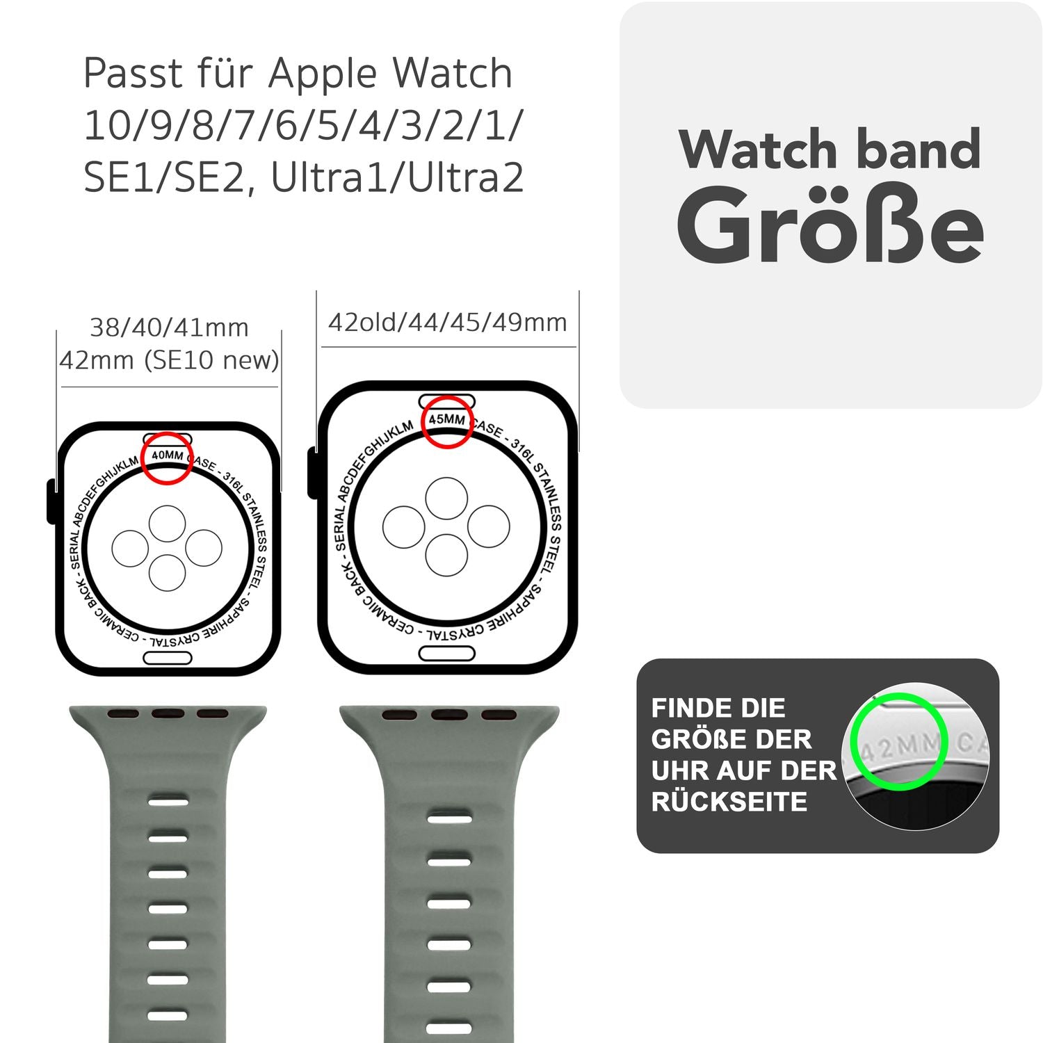 NALIA Motion Armband für Apple Watch SE/10/9/8/7/6/5/4/3/2/1, Gehäusegröße 38/40/41/42mm, Soft Silikon Ersatz Sportarmband mit Steck-Pin Verschluss